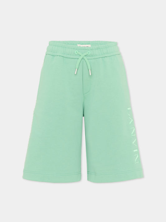 Shorts sportivi verdi per bambino con logo,Lanvin Petite,N30378 68N