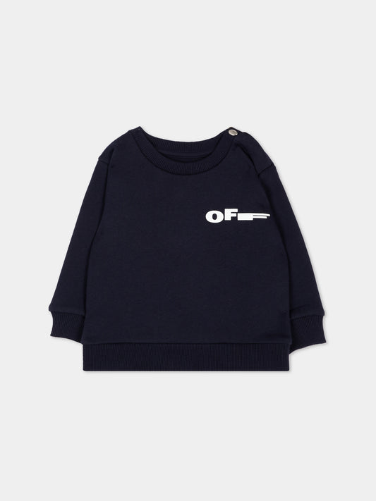 Felpa blu per neonati con logo,Off White,44BXC001S26F001410
