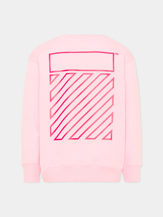 Felpa rosa per bambina con logo,Off White,44GBA001S26F005683