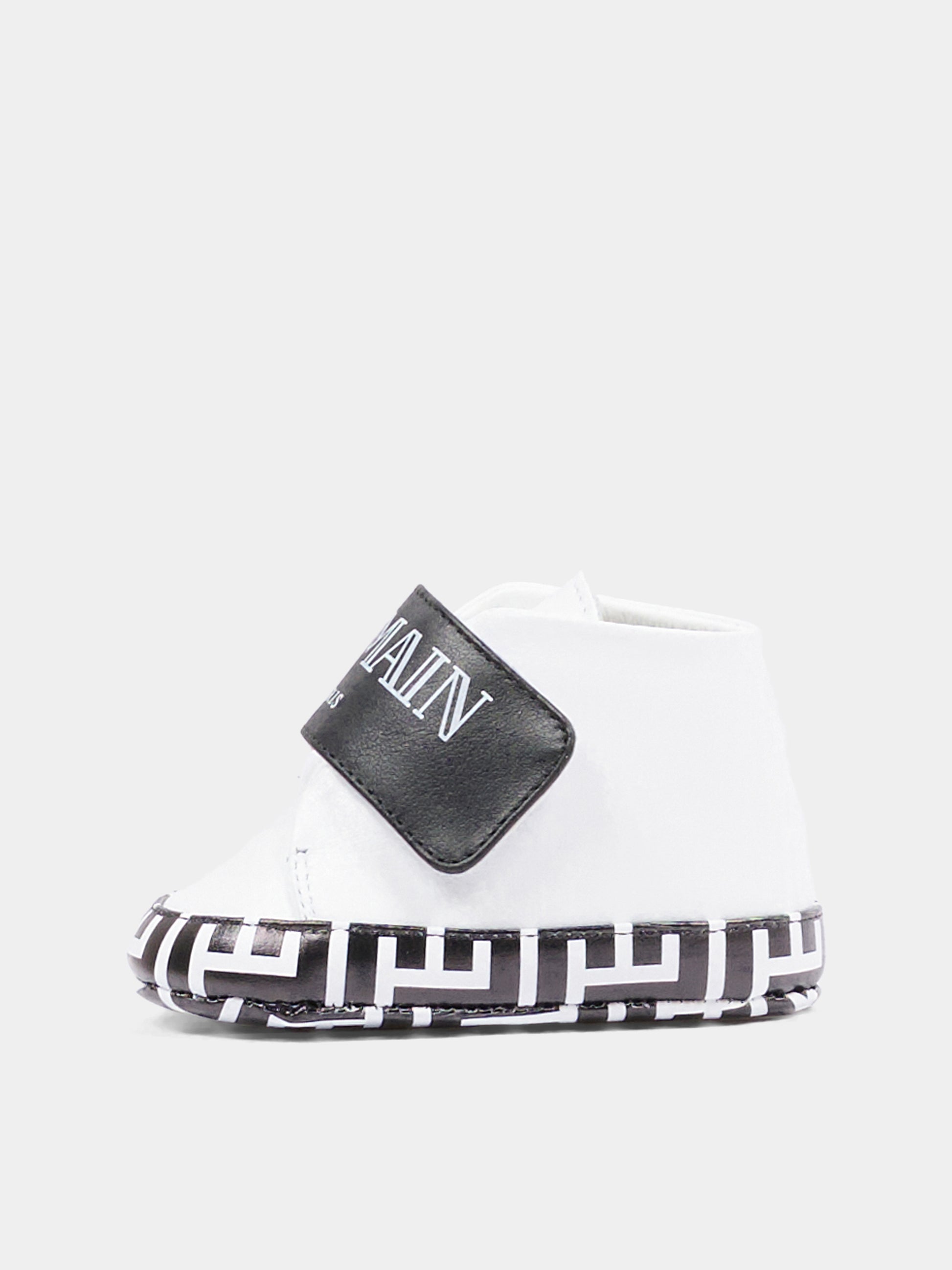 Sneakers bianche in pelle per neonati con logo,Balmain Kids,BY0546-Y0051 100NE