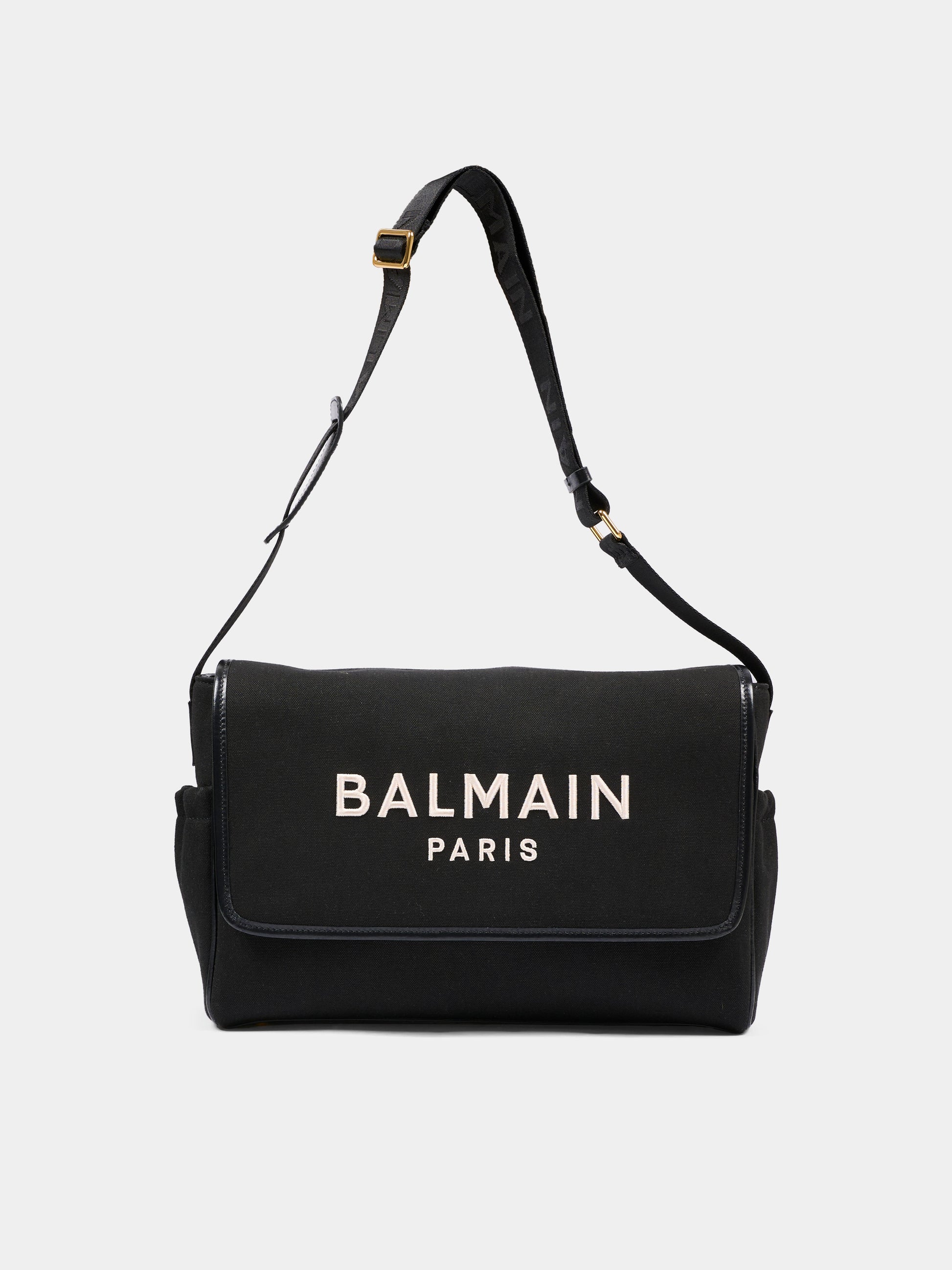 Borsa mamma nera per neonati con logo ricamato,Balmain Kids,BY0618-Z0042 930AV