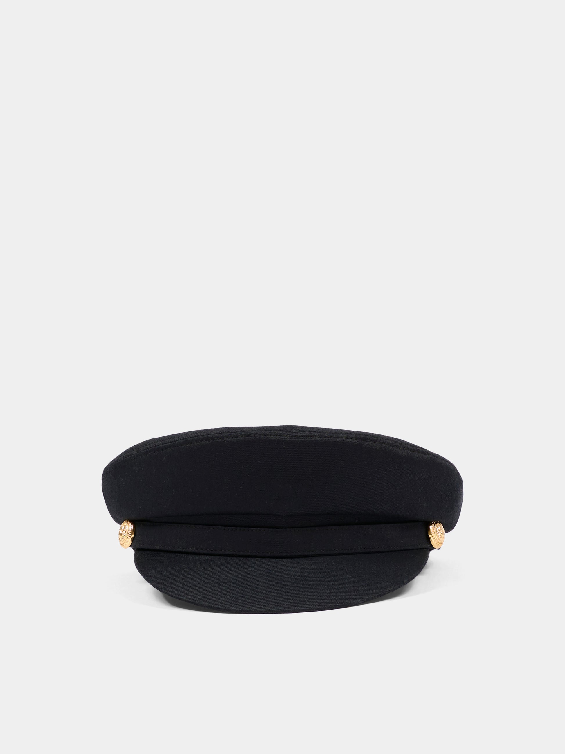 Cappello nero per bambina con bottoni oro,Balmain Kids,BY0B27-Z1053 930OR
