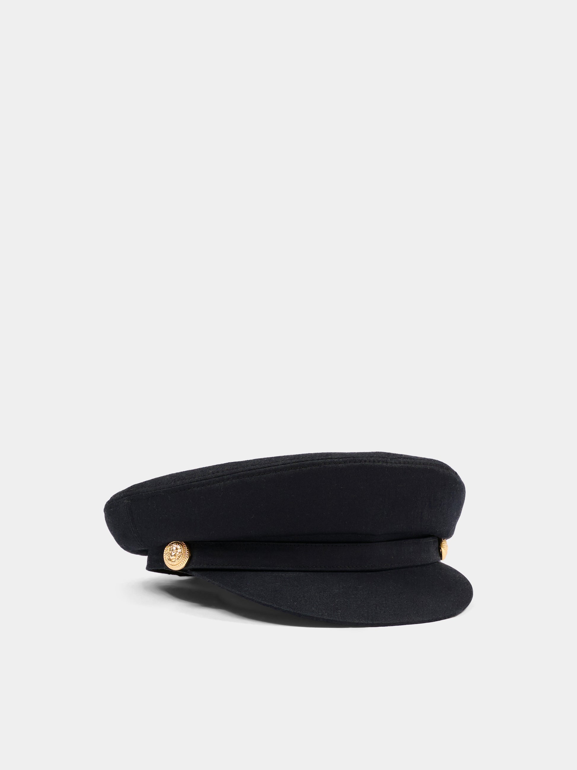 Cappello nero per bambina con bottoni oro,Balmain Kids,BY0B27-Z1053 930OR