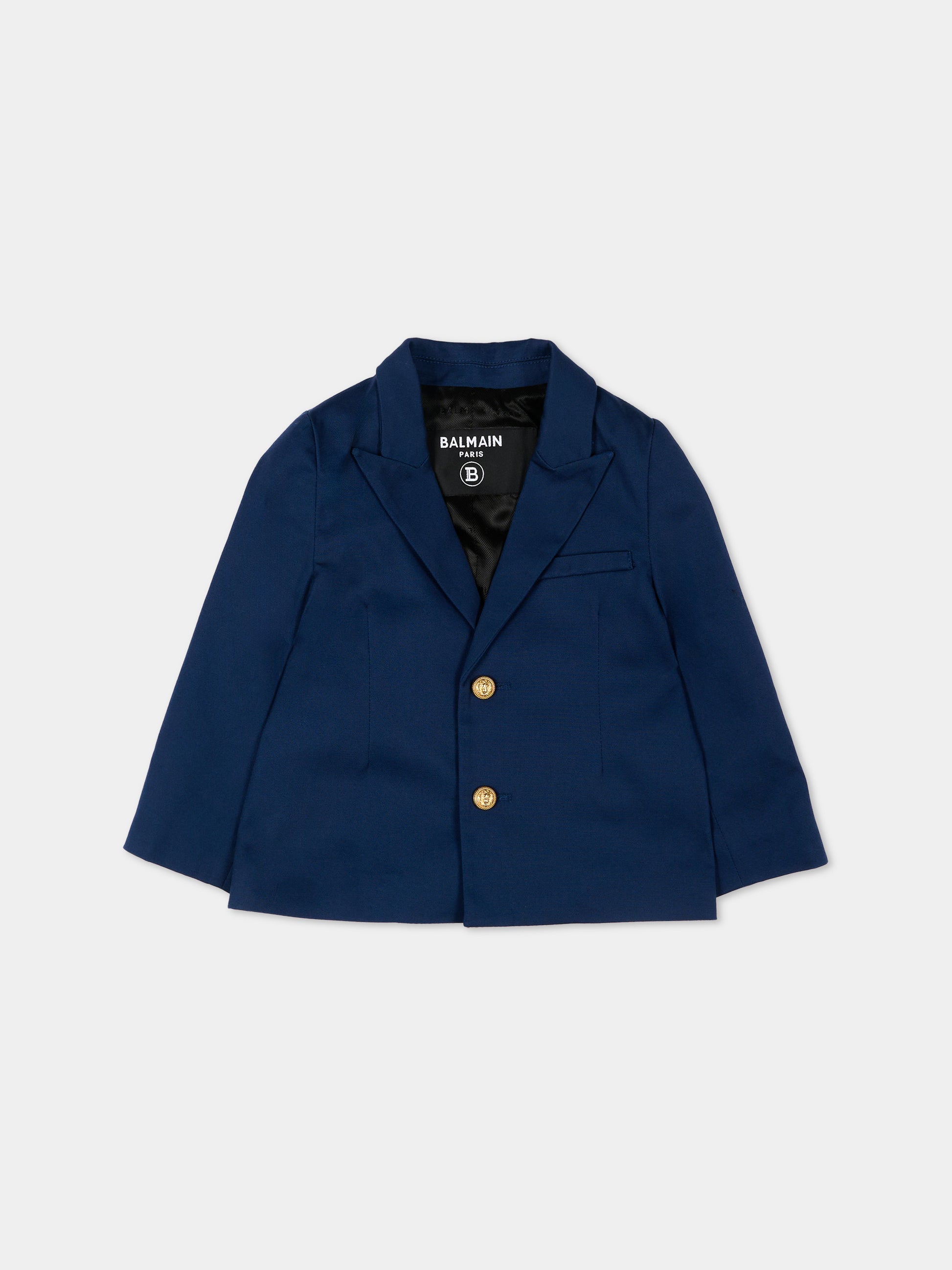 Giaccca blu per neonato con bottoni oro,Balmain Kids,BY2524-G0197 620OR