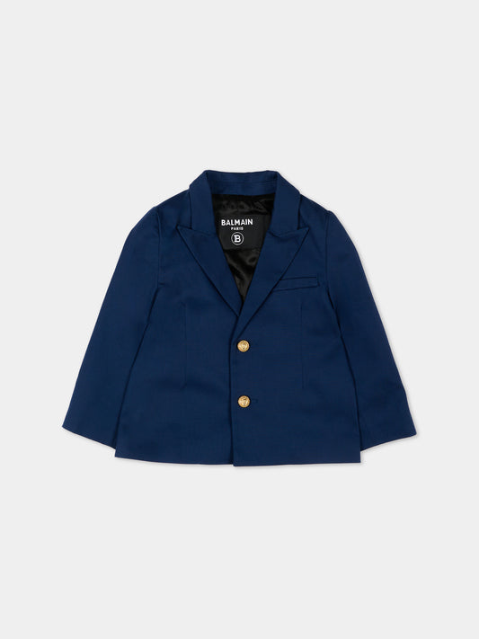 Giaccca blu per neonato con bottoni oro,Balmain Kids,BY2524-G0197 620OR