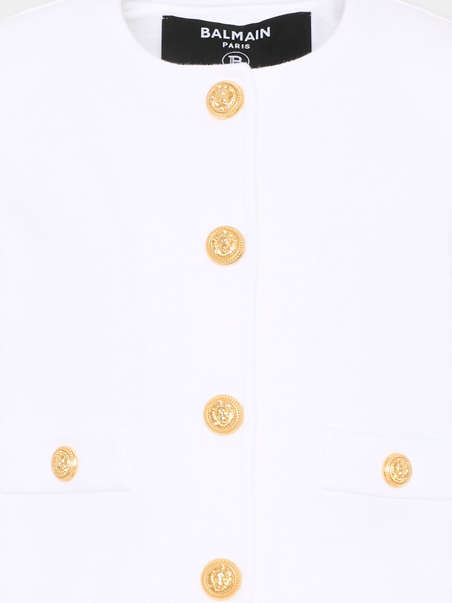 Giacca bianca per bambina con bottoni oro,Balmain Kids,BY2B04-Z3183 100NE