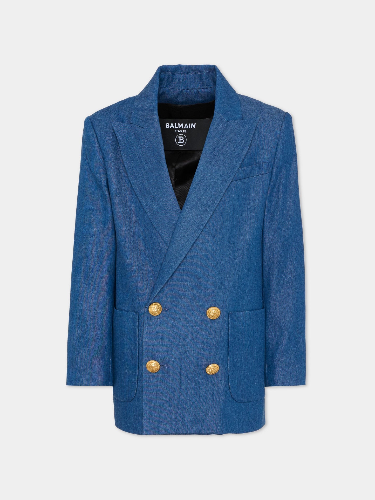 Giacca blu per bambino con bottoni oro,Balmain Kids,BY2P74-P0588 625