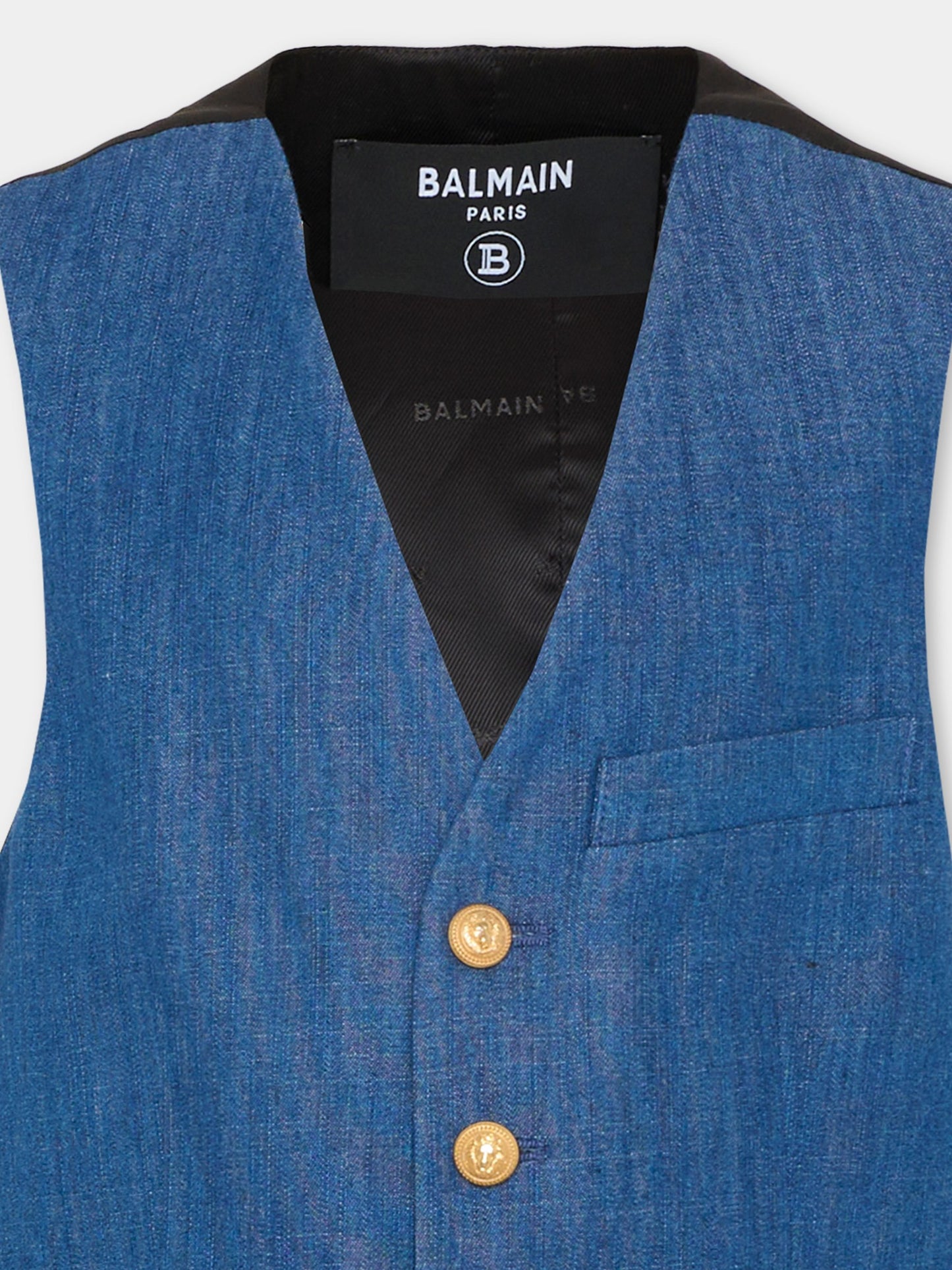 Panciotto blu per bambino con logo,Balmain Kids,BY2P82-P0588 625
