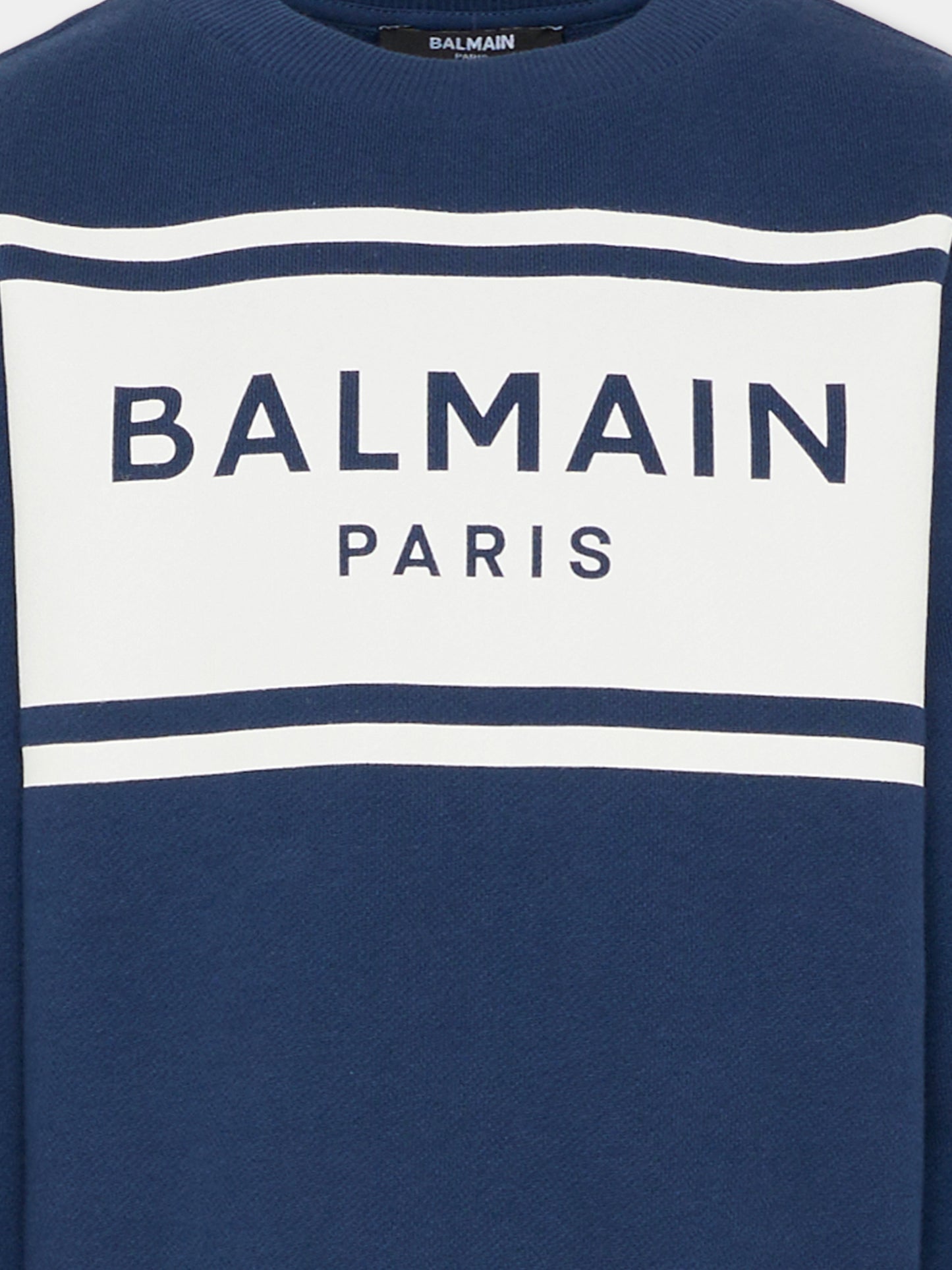 Felpa blu per bambino con logo,Balmain Kids,BY4P10-Z3183 617BC