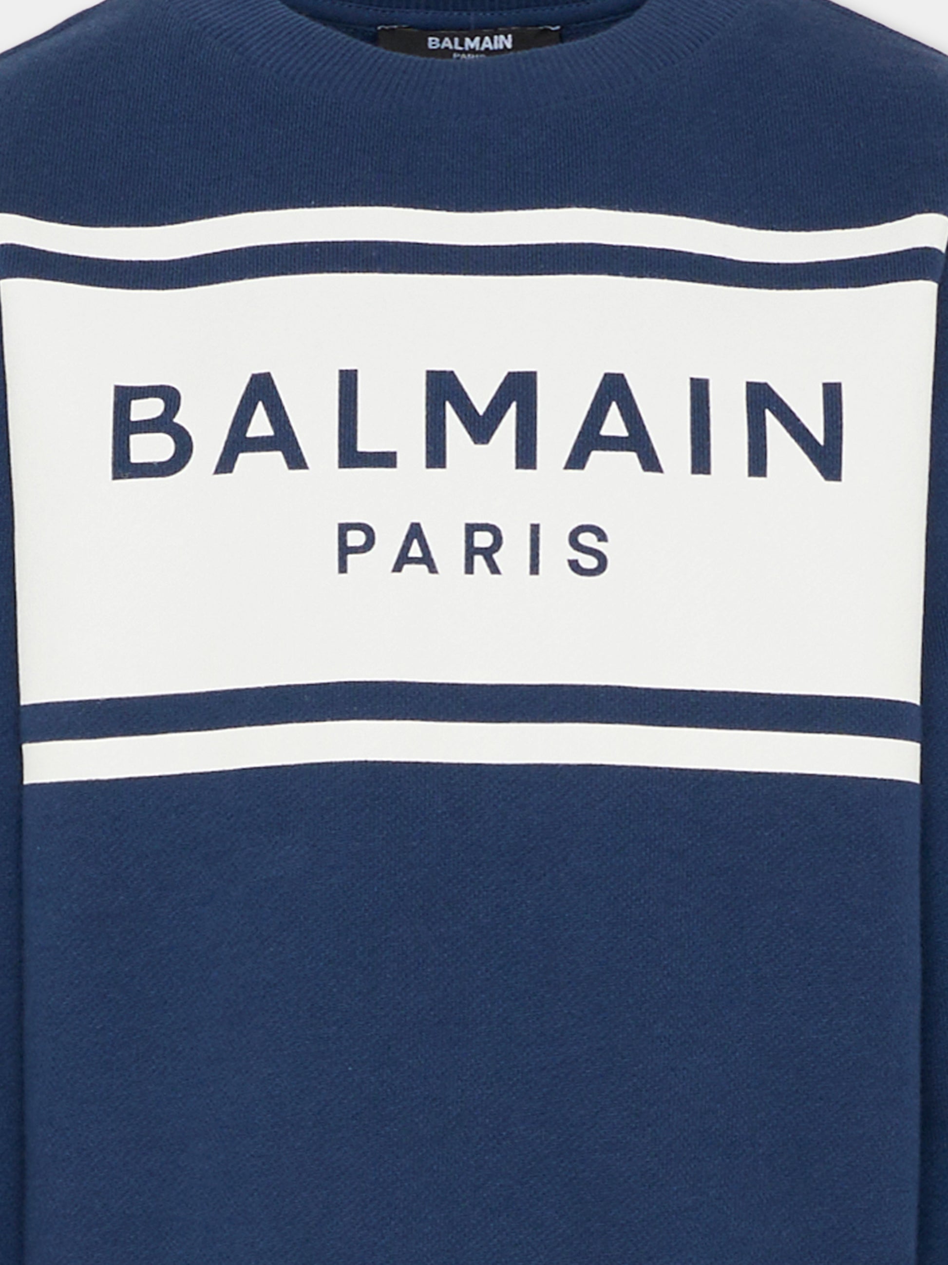 Felpa blu per bambino con logo,Balmain Kids,BY4P10-Z3183 617BC