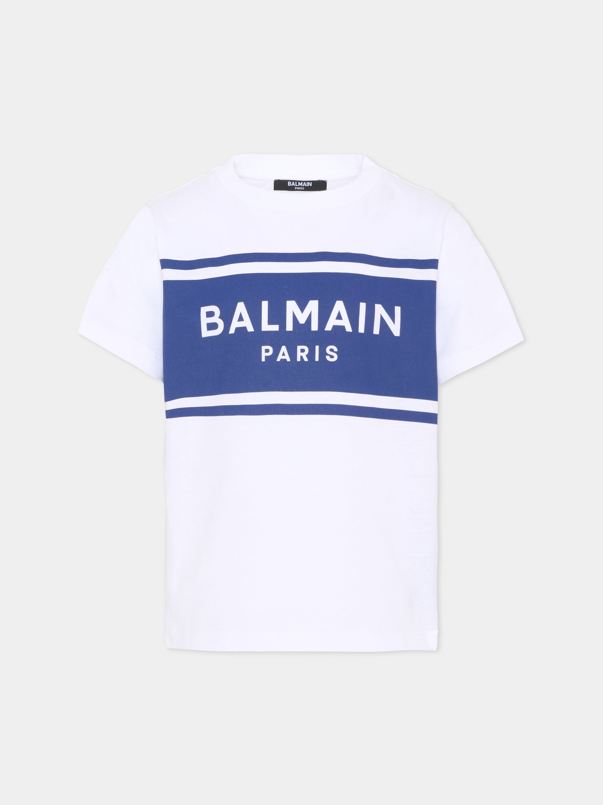 T-shirt bianca per bambino con logo,Balmain Kids,BY8P11-Z3672 100BL