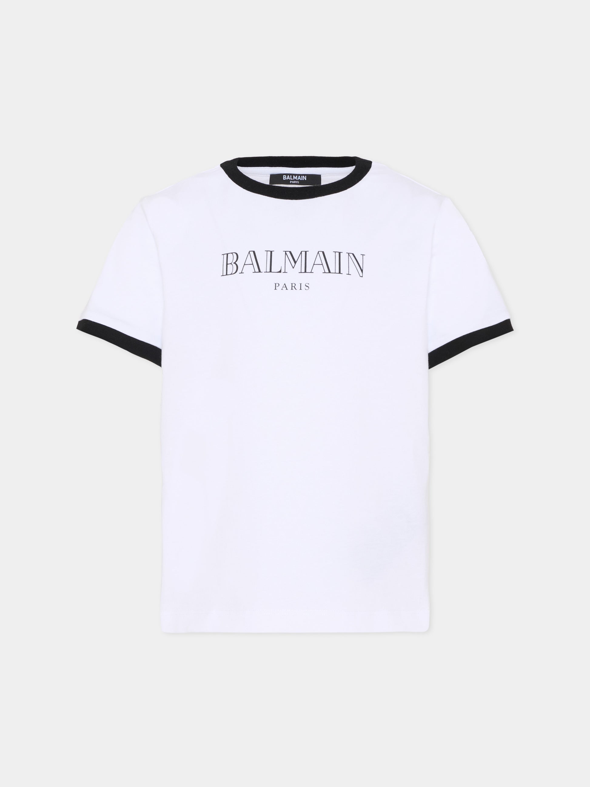 T-shirt avorio per bambini con logo,Balmain Kids,BY8P41-Z3672 100NE