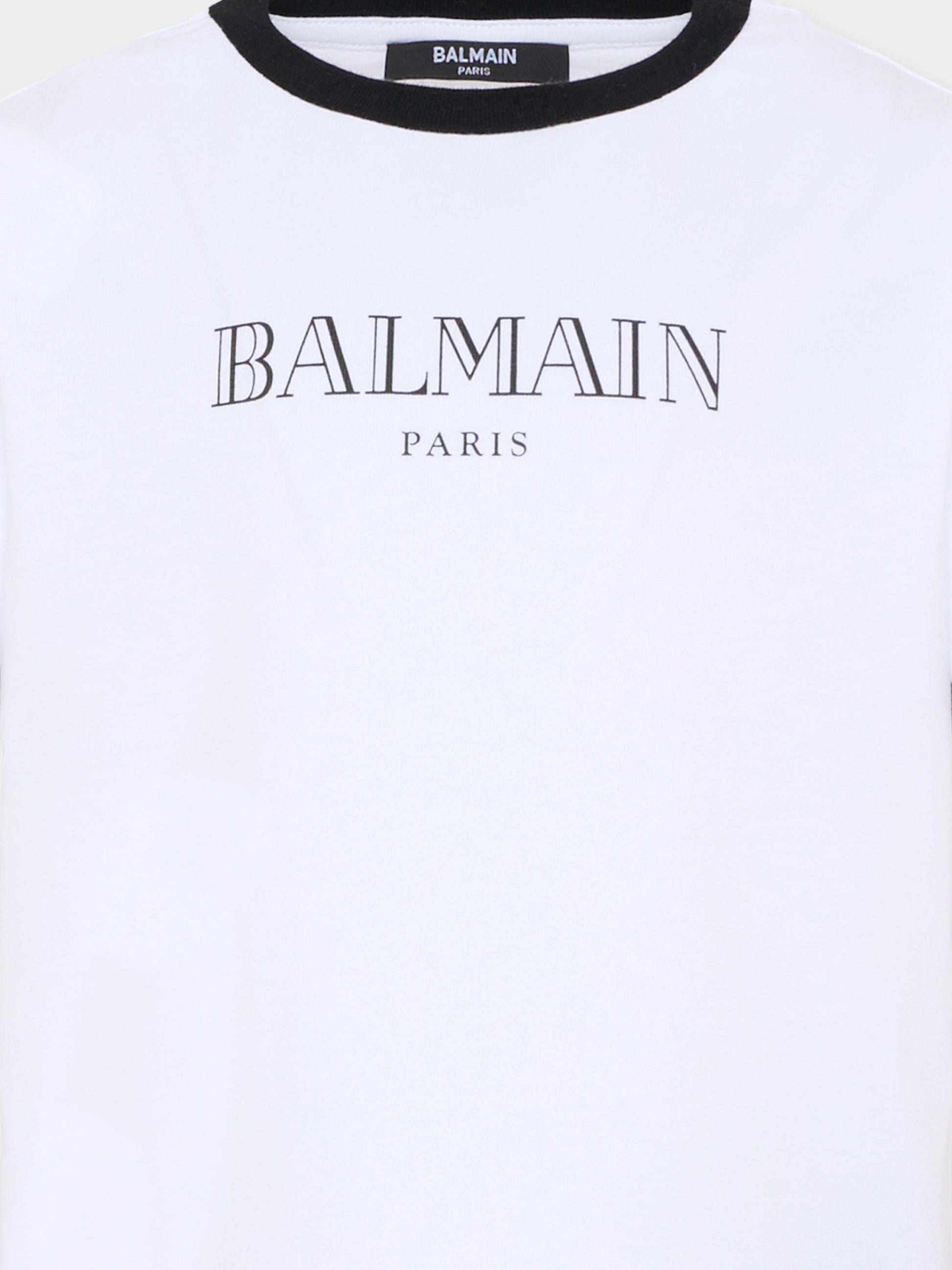 T-shirt avorio per bambini con logo,Balmain Kids,BY8P41-Z3672 100NE
