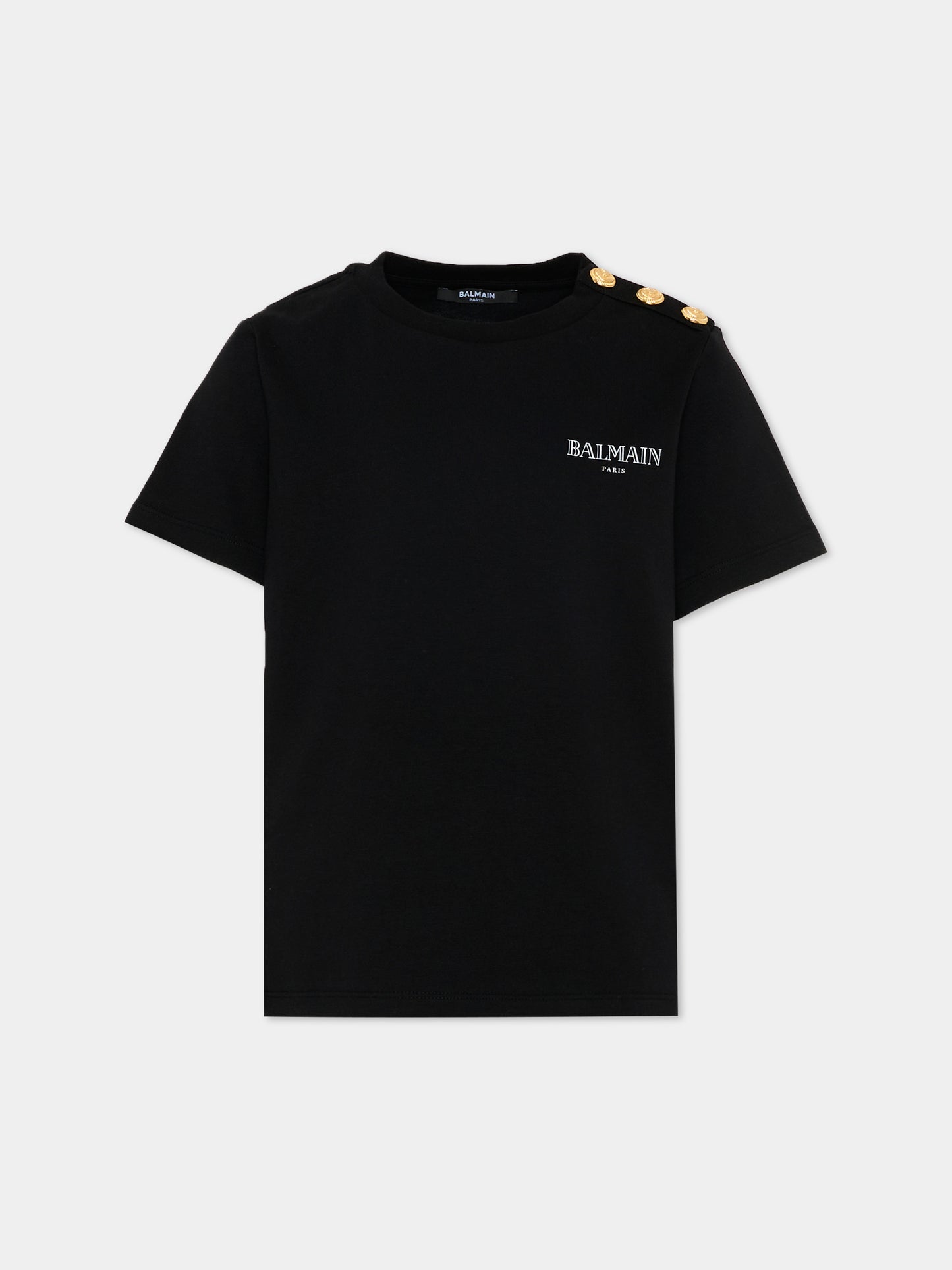T-Shirt nera per bambini con logo,Balmain Kids,BY8Q21-Z3672 930BC
