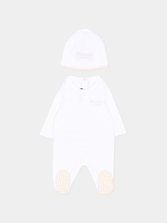 Ensemble de combinaison blanc pour nouveau-nés avec logo