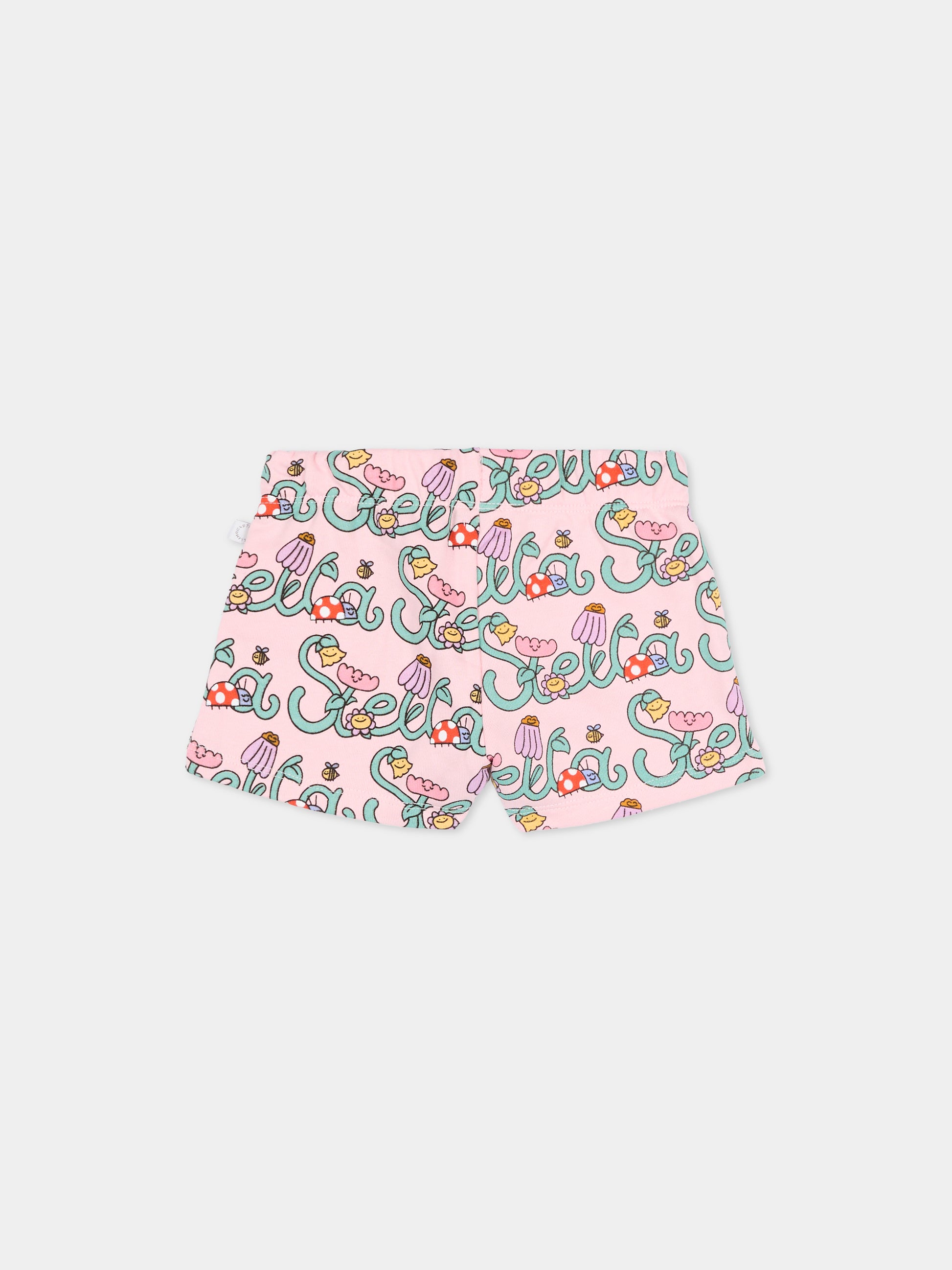 Shorts rosa per neonata con logo e fiori,Stella Mccartney Kids,TY6039-Z3581 51RMC