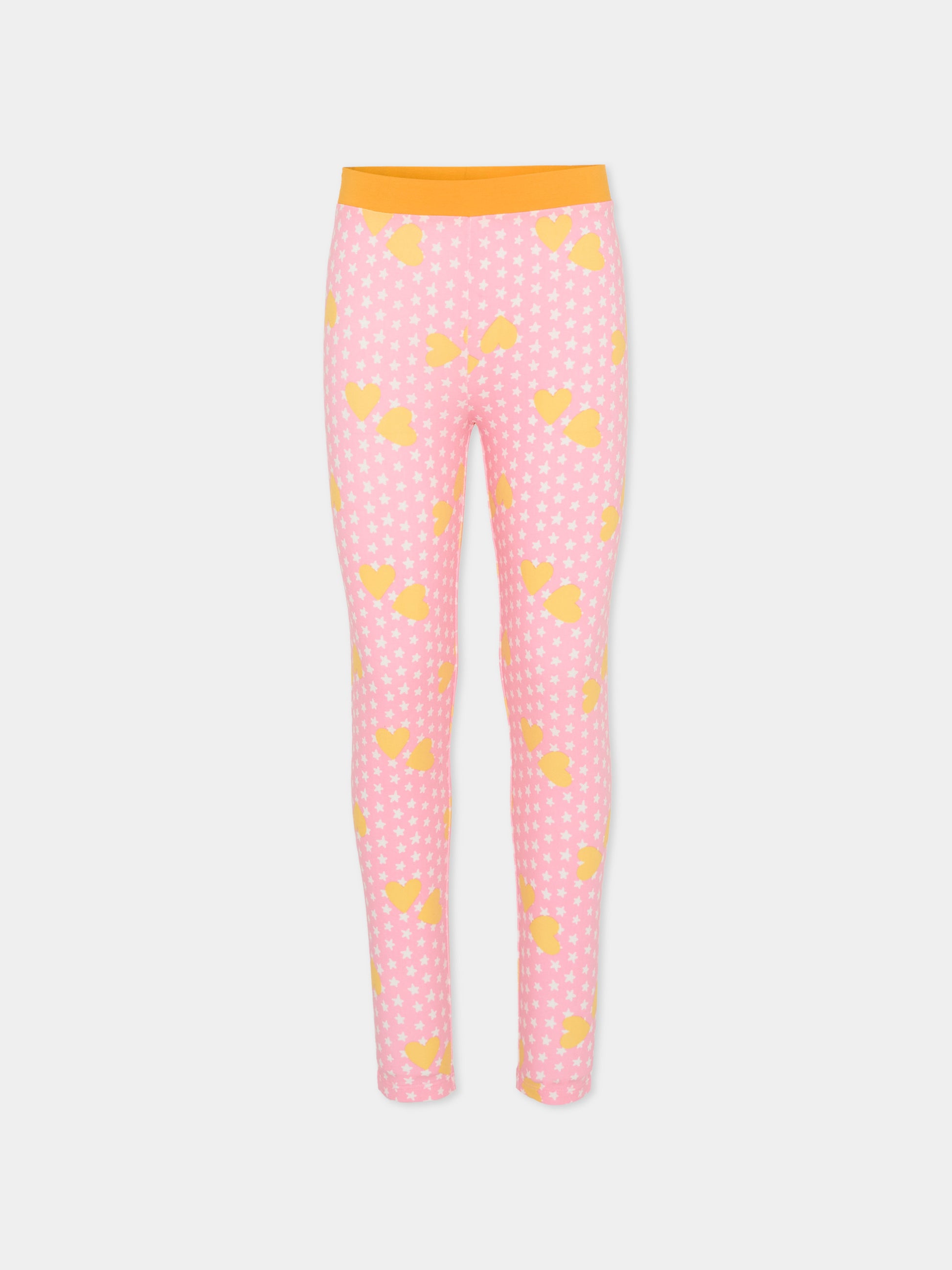 Leggings rosa per bambina con stelle e cuori,Stella Mccartney Kids,TY6A40-Z3417 51UMC