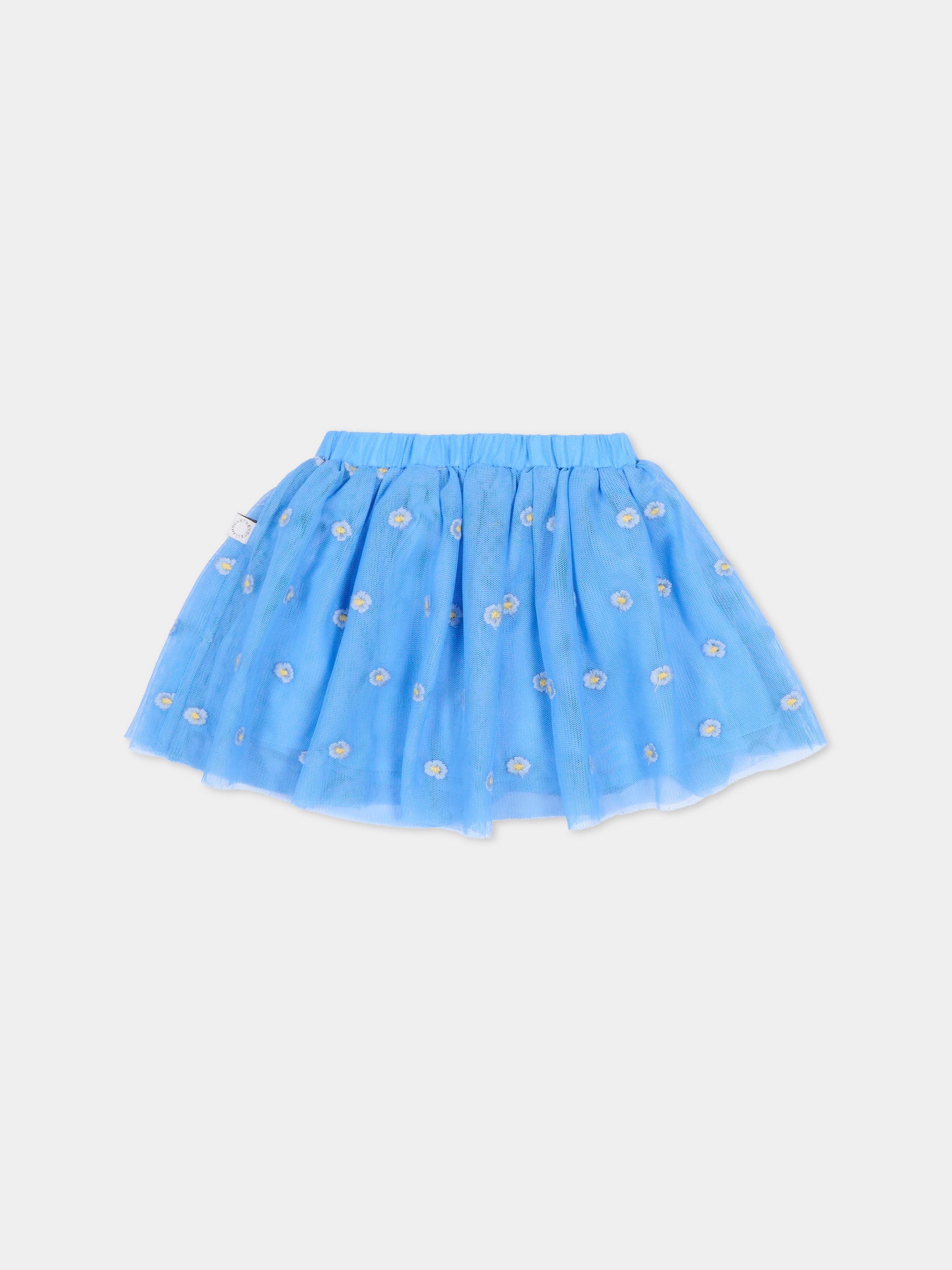 Gonna azzurra per neonata con fiori ricamati,Stella Mccartney Kids,TY7011-Z3653 636EM