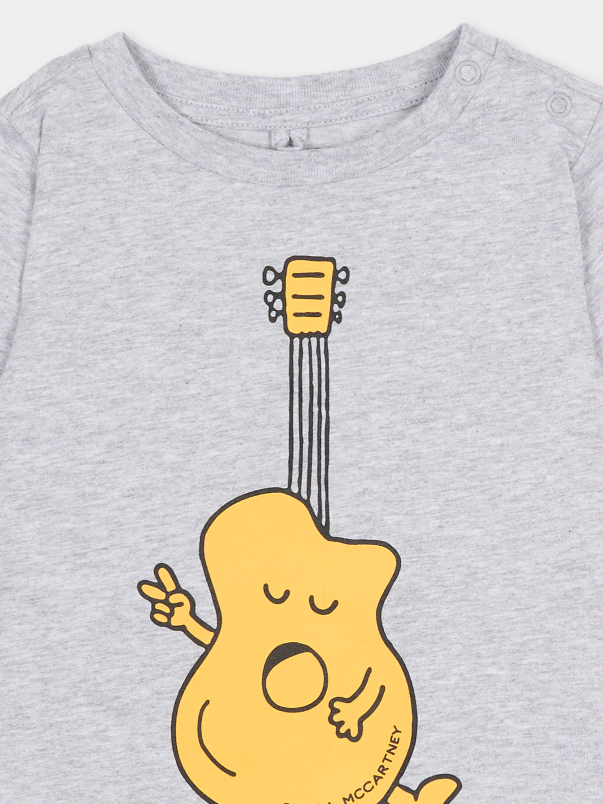 T-shirt grigia per neonato con stampa chitarra,Stella Mccartney Kids,TY8530-Z0434 807