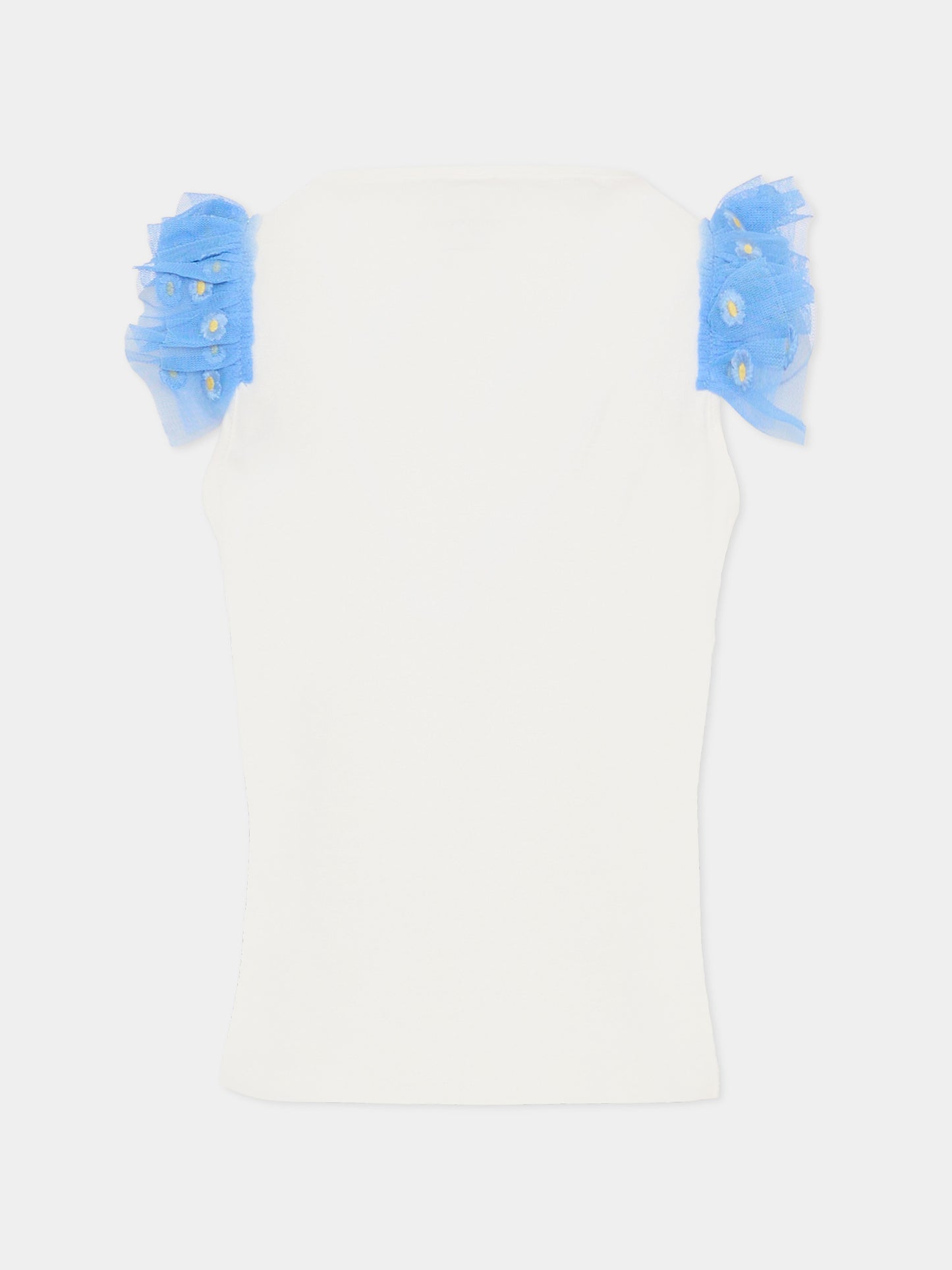 T-shirt ivoire pour fille avec fleurs