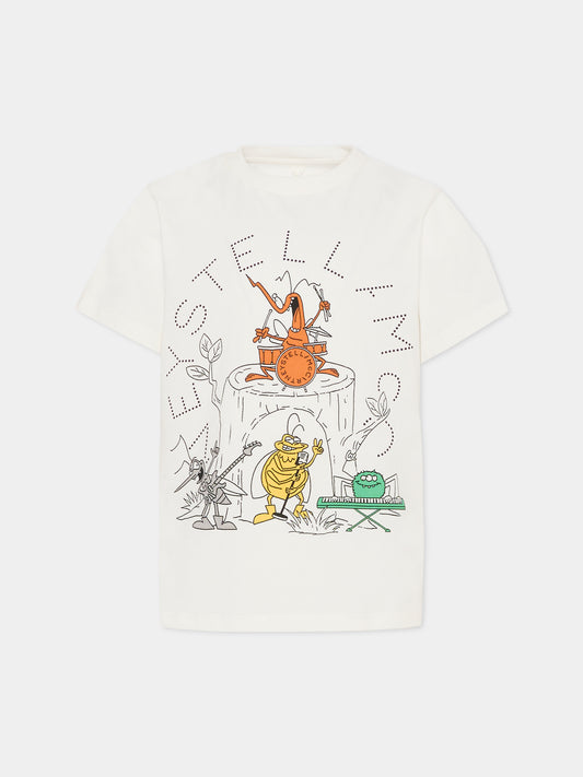 T-shirt avorio per bambino con stampa insetti,Stella Mccartney Kids,TY8P61-Z0434 101