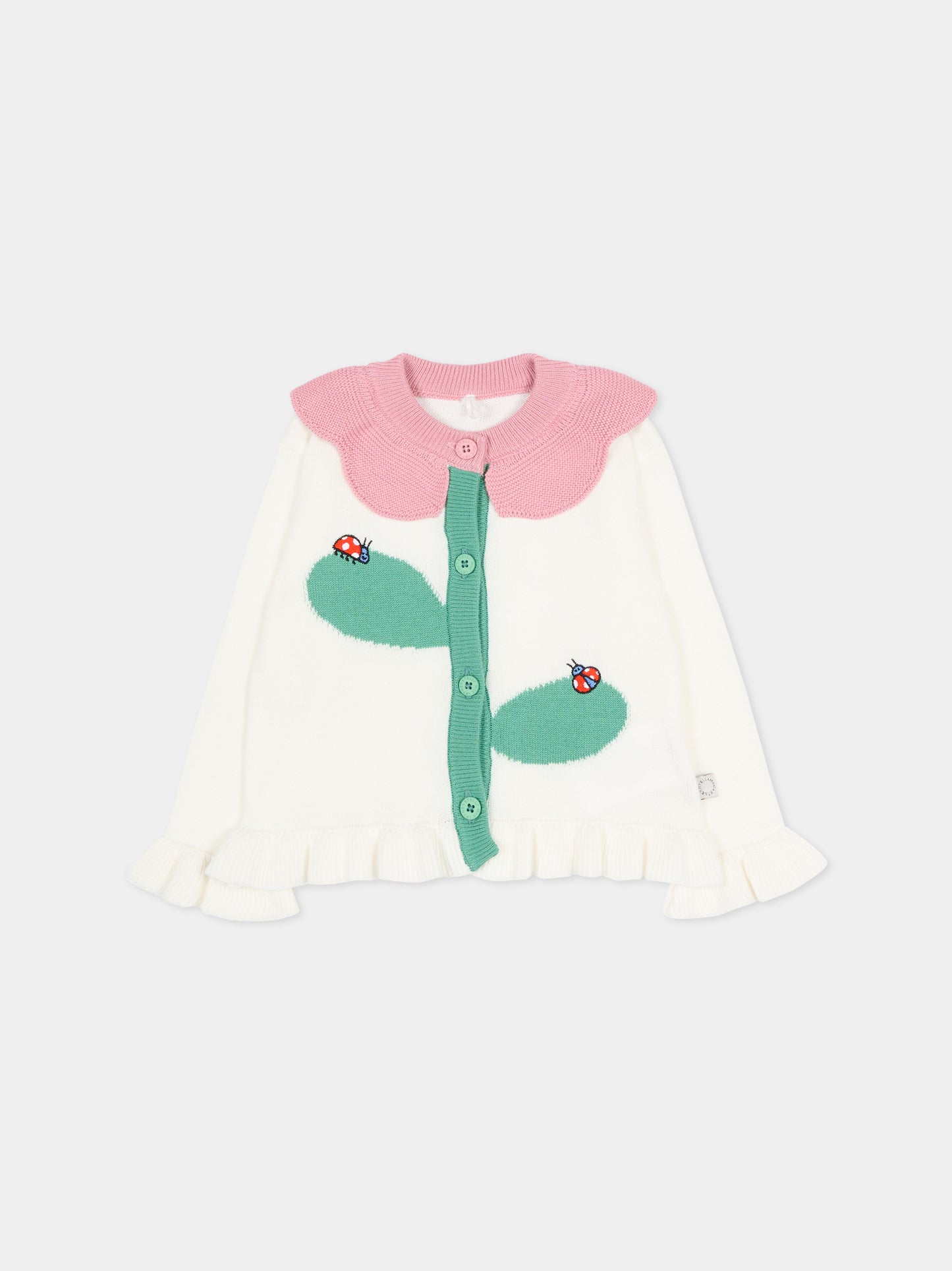 Cardigan avorio per neonata con coccinelle ricamate,Stella Mccartney Kids,TY9100-Z2423 101