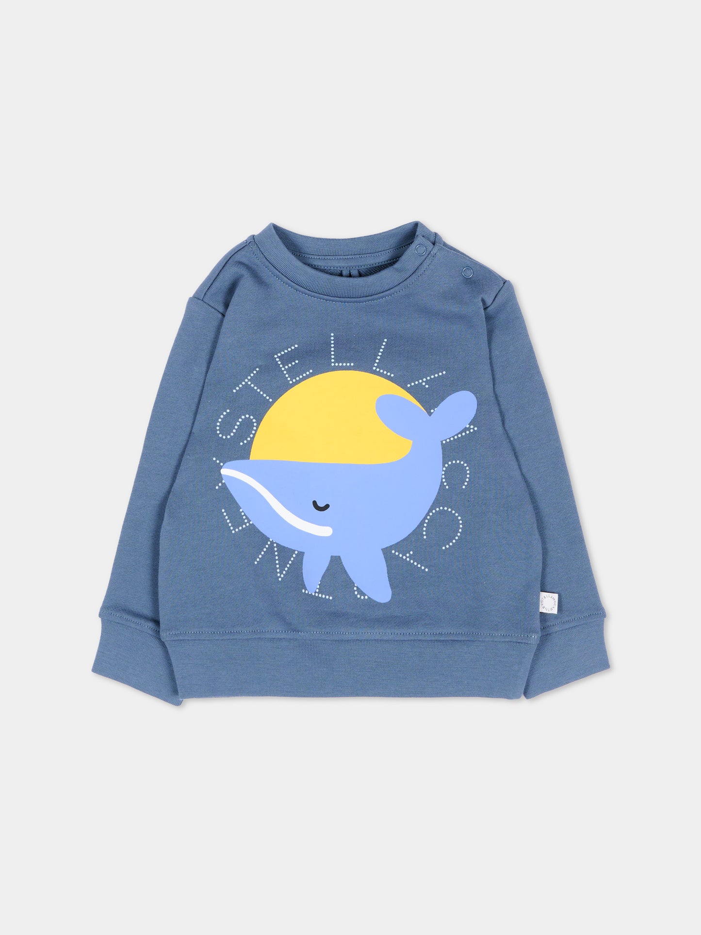 Felpa blu per neonato con balena,Stella Mccartney Kids,TY4570-Z3409 61B