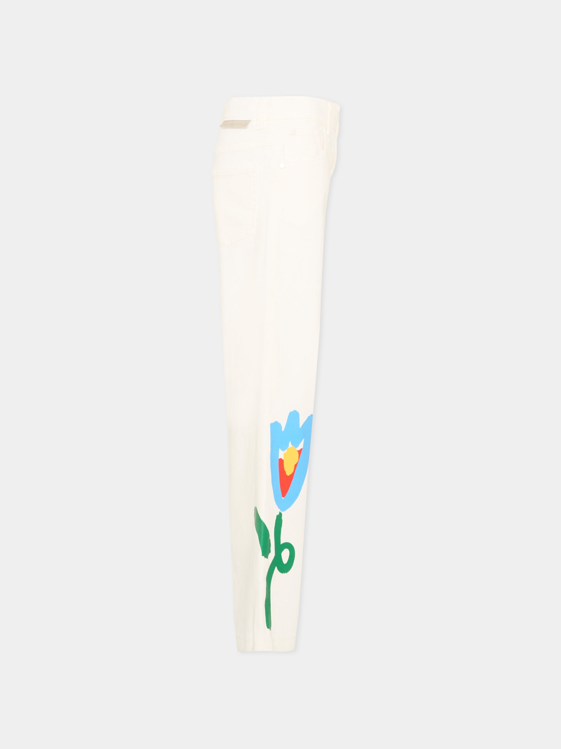 Jeans avorio per bambina con tulipani,Stella Mccartney Kids,TY6C20-Z0156 101
