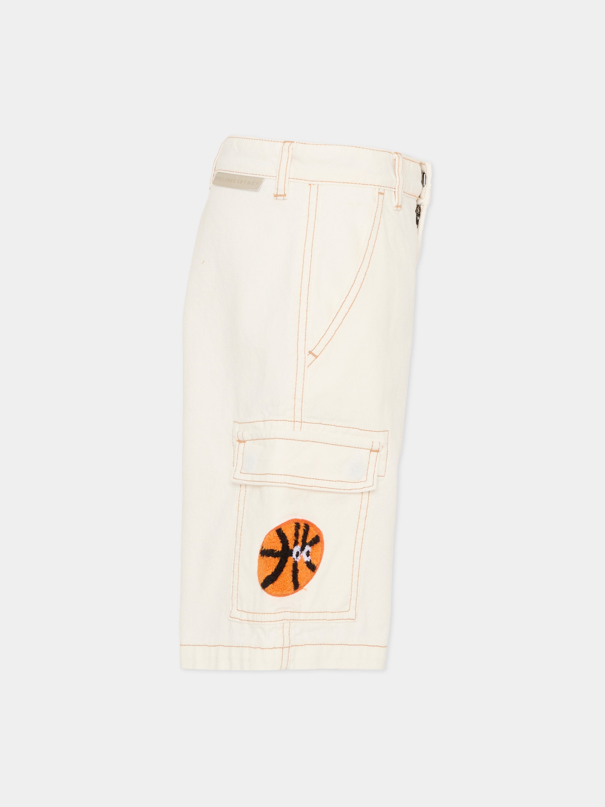 Shorts avorio per bambino con patch,Stella Mccartney Kids,TY6Q49-Z2661 101