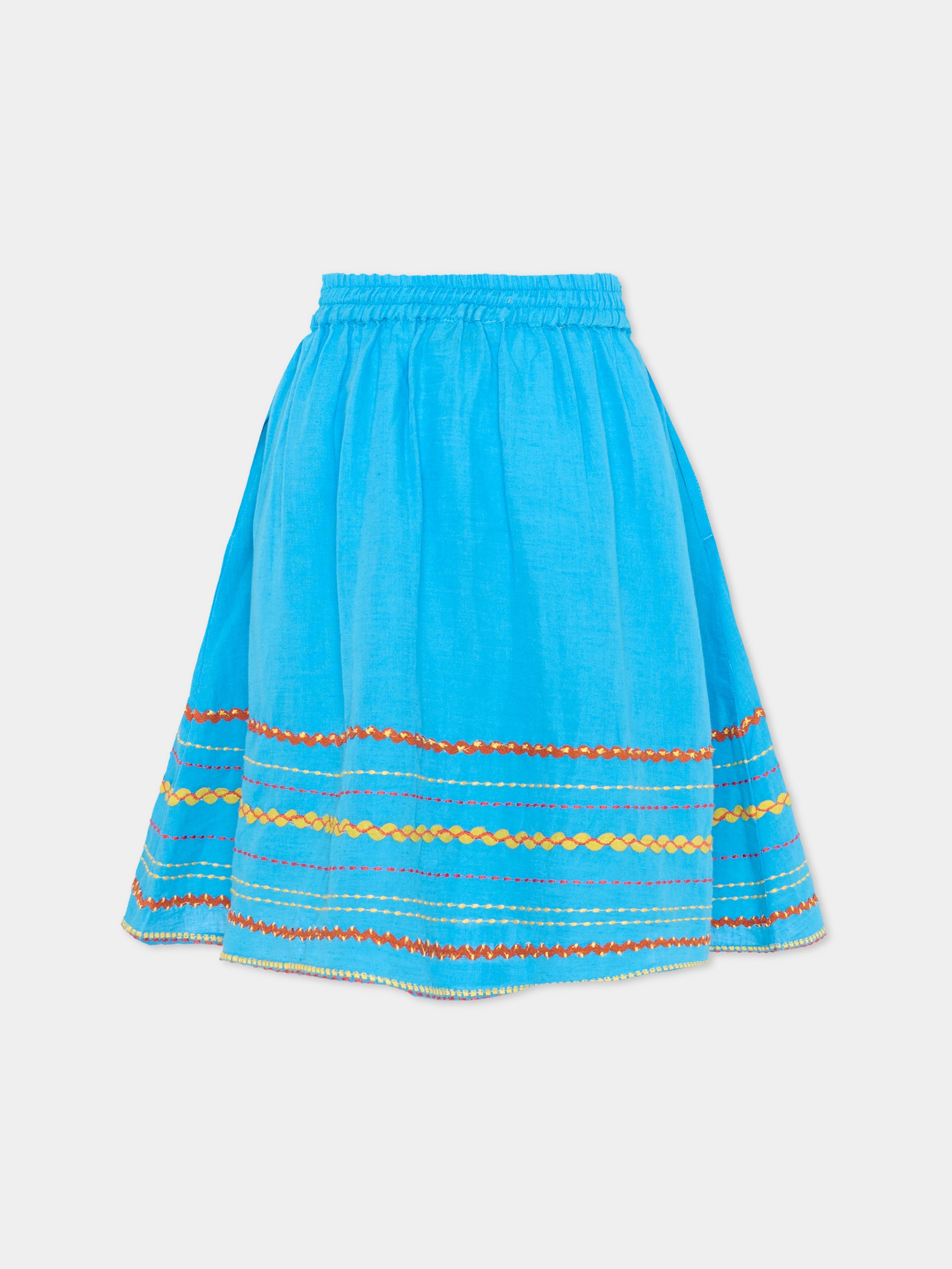 Gonna azzurra per bambina con ricami,Stella Mccartney Kids,TY7B21-Z0138 673