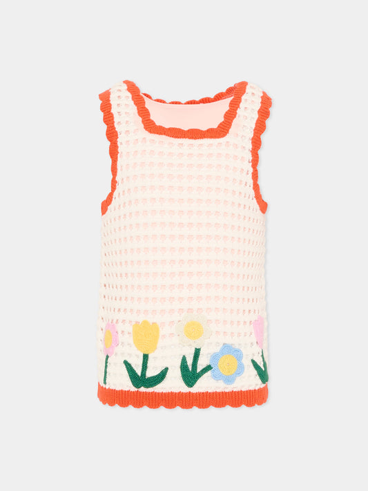 Top avorio per bambina con fiori,Stella Mccartney Kids,TY9A22-Z1876 101