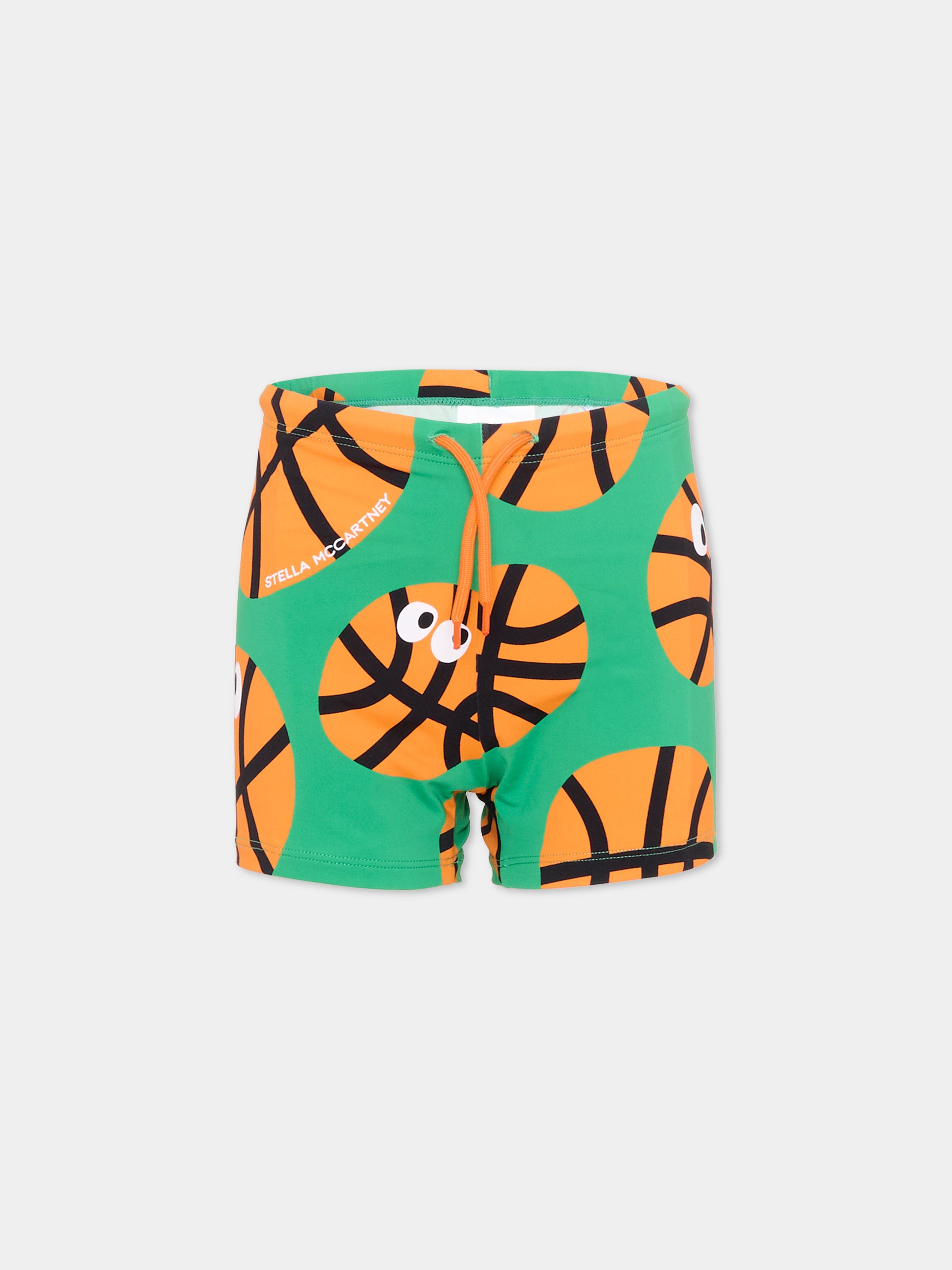 Boxer mare verde per bambino stampa basket,Stella Mccartney Kids,TYCP79-Z3519 769MC