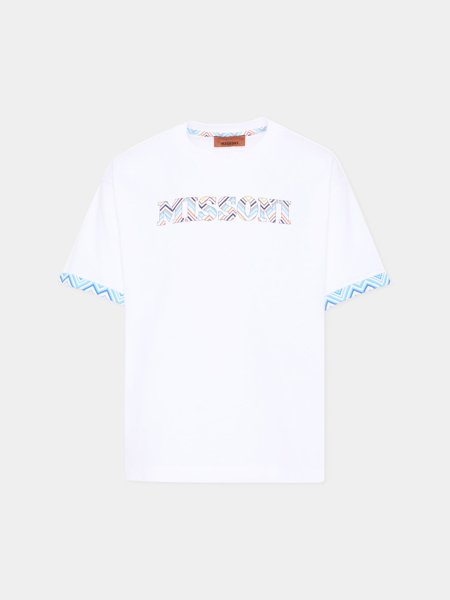 T-shirt bianca per bambini zigzag logo,Missoni,MY8P11-Z3672 100MC