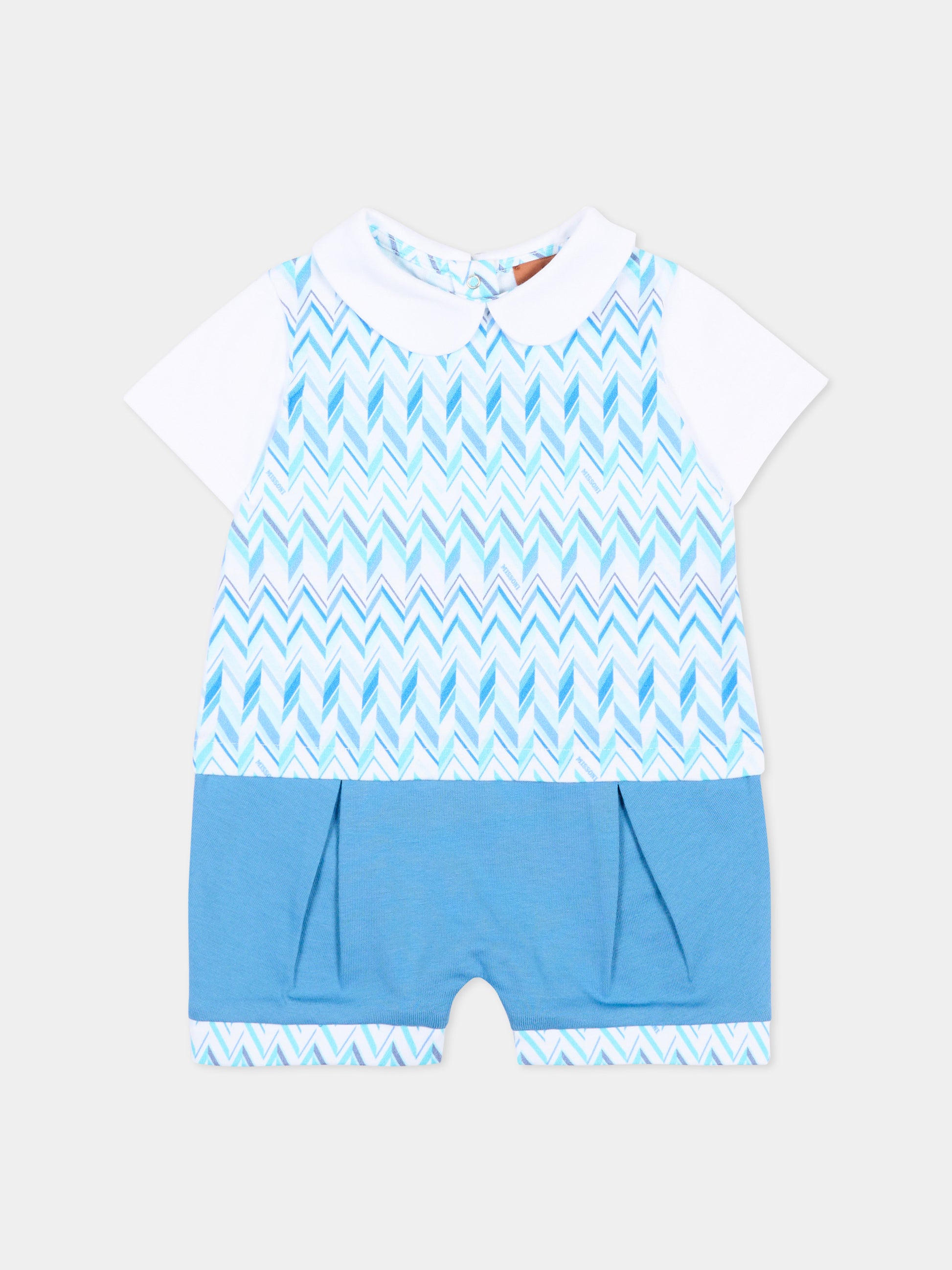 Pagliaccetto azzurro chevron per neonato,Missoni,MYA501-Z3674 600AZ