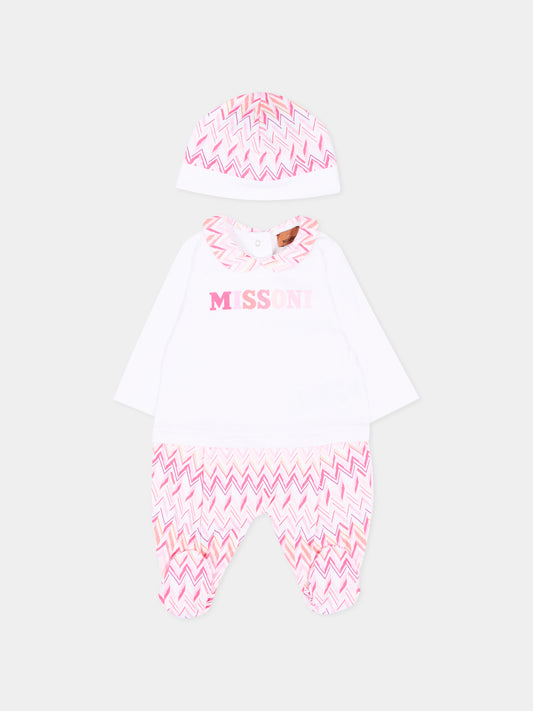Set tutina rosa per neonata con logo,Missoni,MYB010-Z3672 100FU