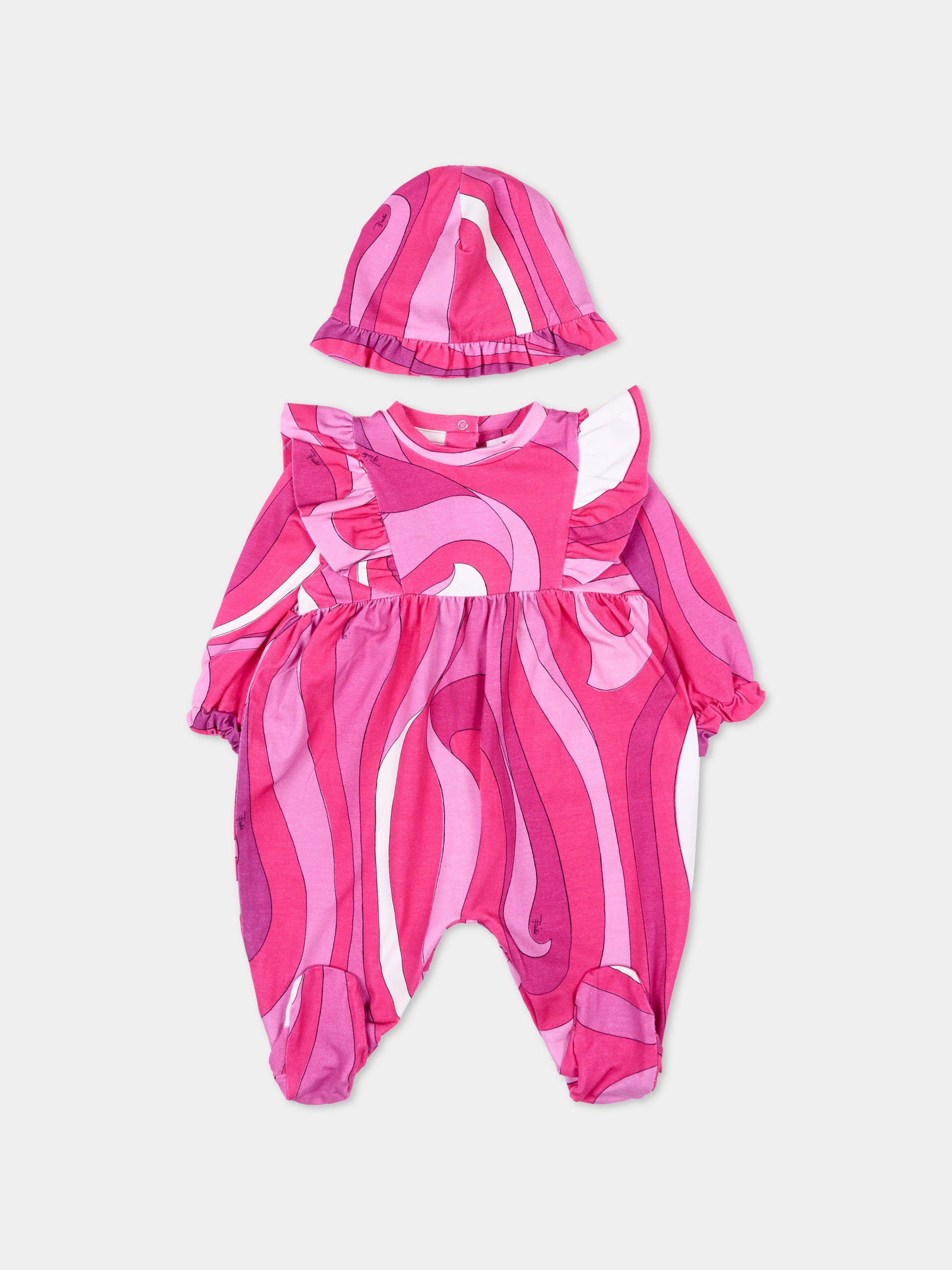 Set tutina viola per neonata con stampa iconica,Emilio Pucci Junior,PYB000-Z3687 570BC