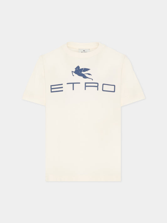 T-shirt avorio per bambini con Pegaso,Etro,GY8Q11-Z3672 102