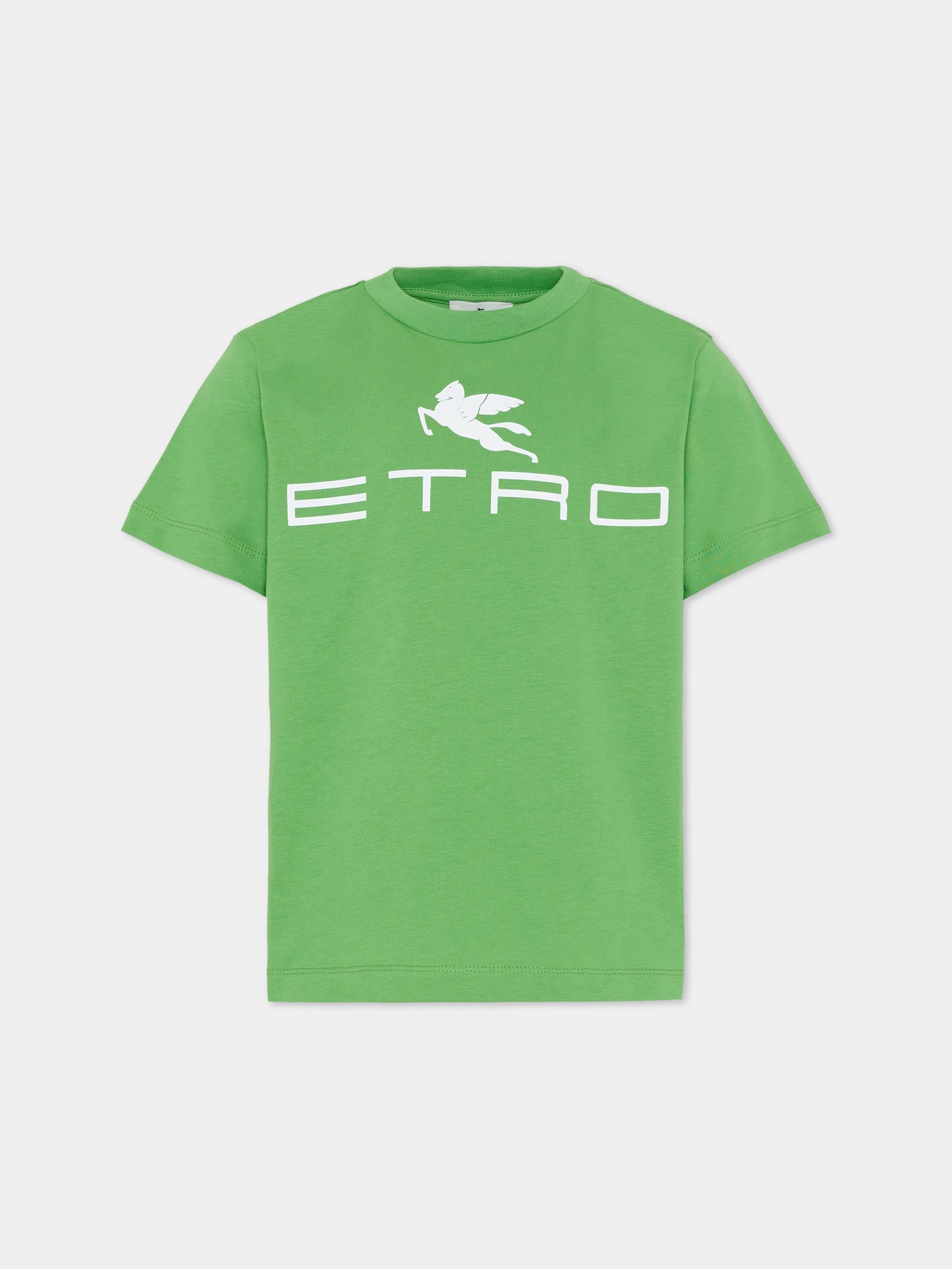 T-shirt verde per bambini con Pegaso,Etro,GY8Q11-Z3672 773