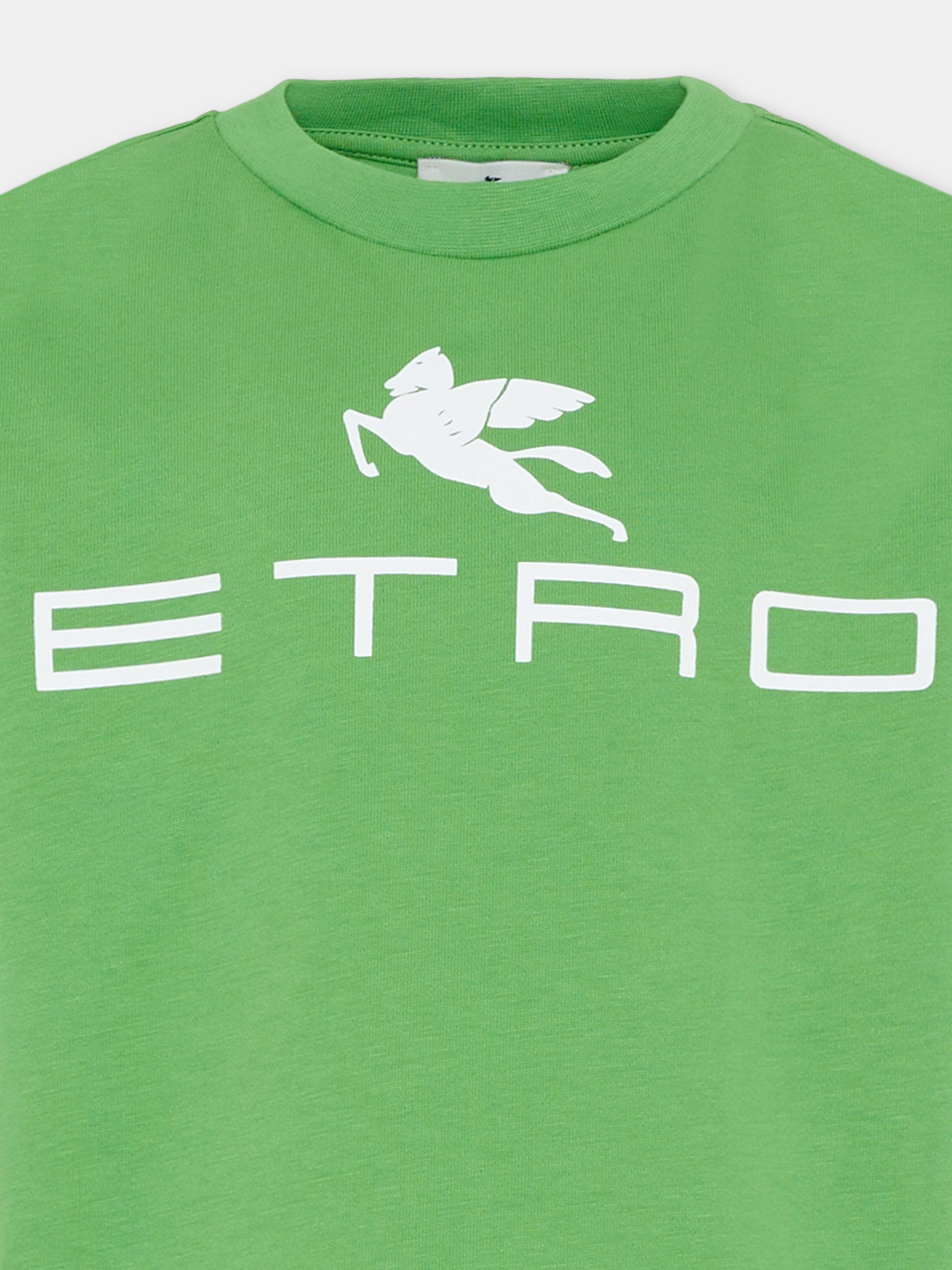 T-shirt verde per bambini con Pegaso,Etro,GY8Q11-Z3672 773