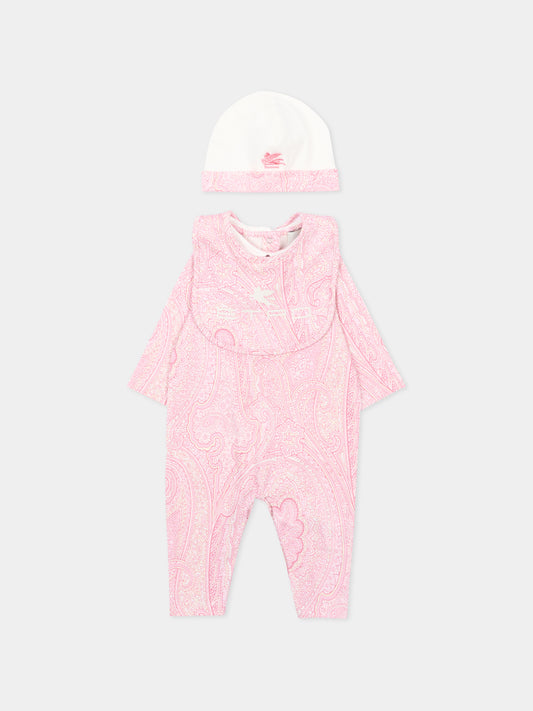Set tutina rosa per neonata con stampa paisley e logo,Etro,GYB530-Z3771 502