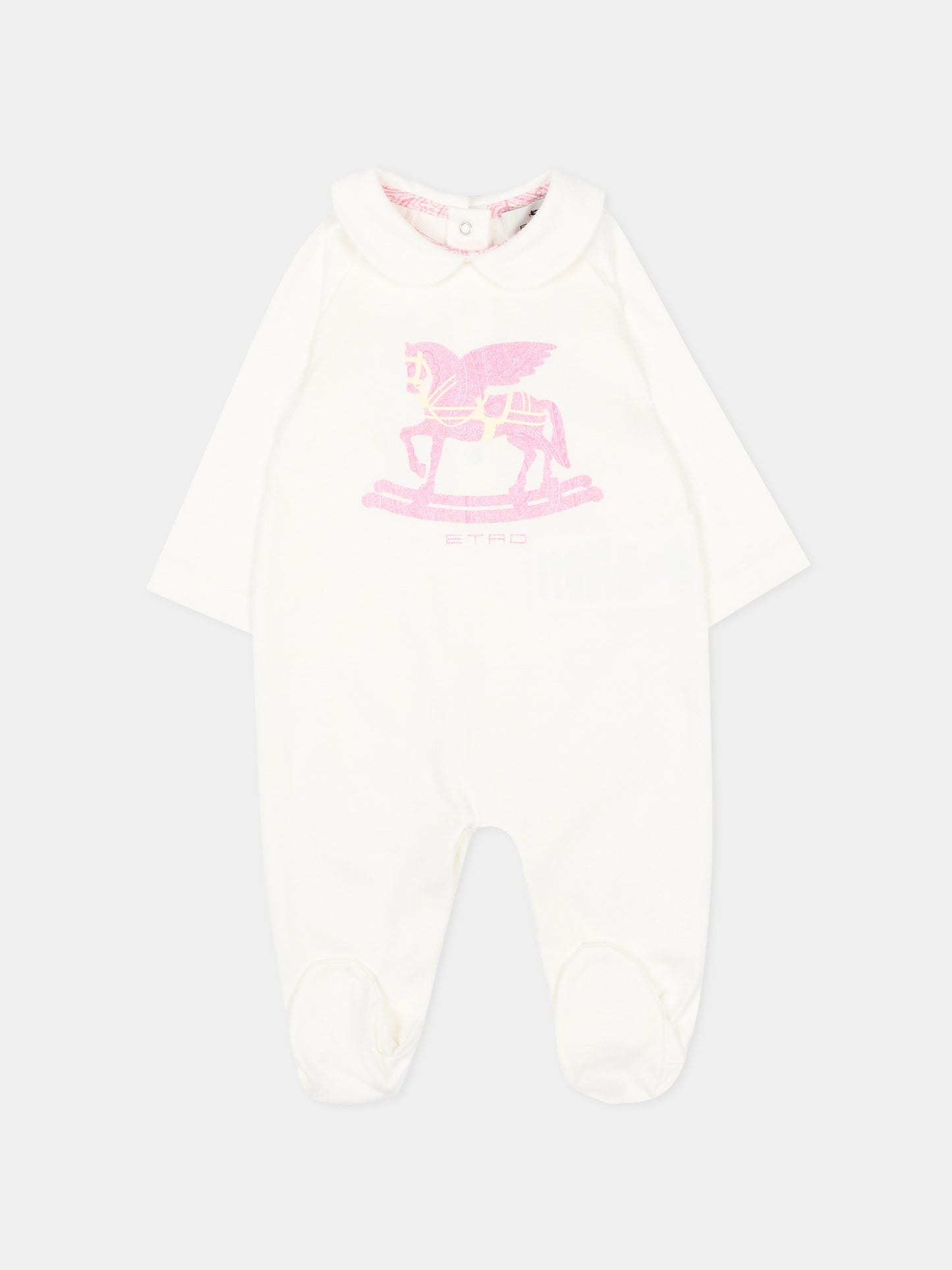 Set tutina avorio per neonata con logo Pegaso,Etro,GYB540-Z3672 102RS