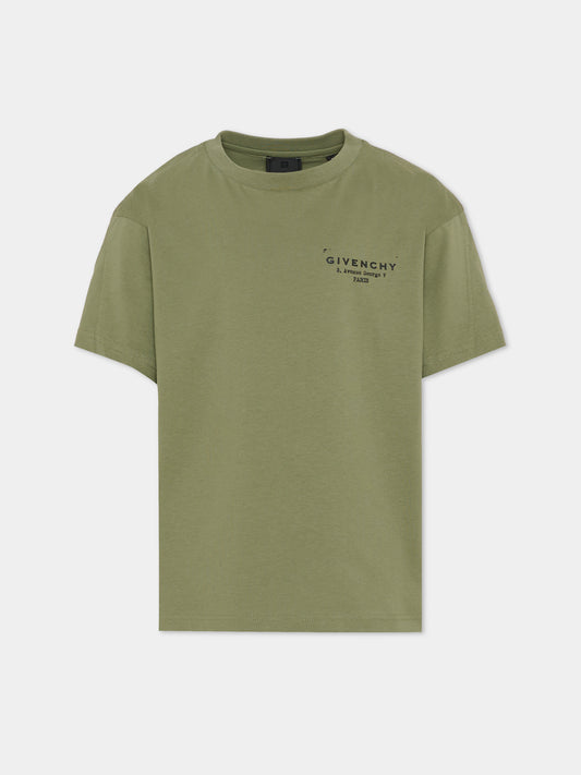 T-shirt verde per bambino con logo,Givenchy Kids,H31075 645