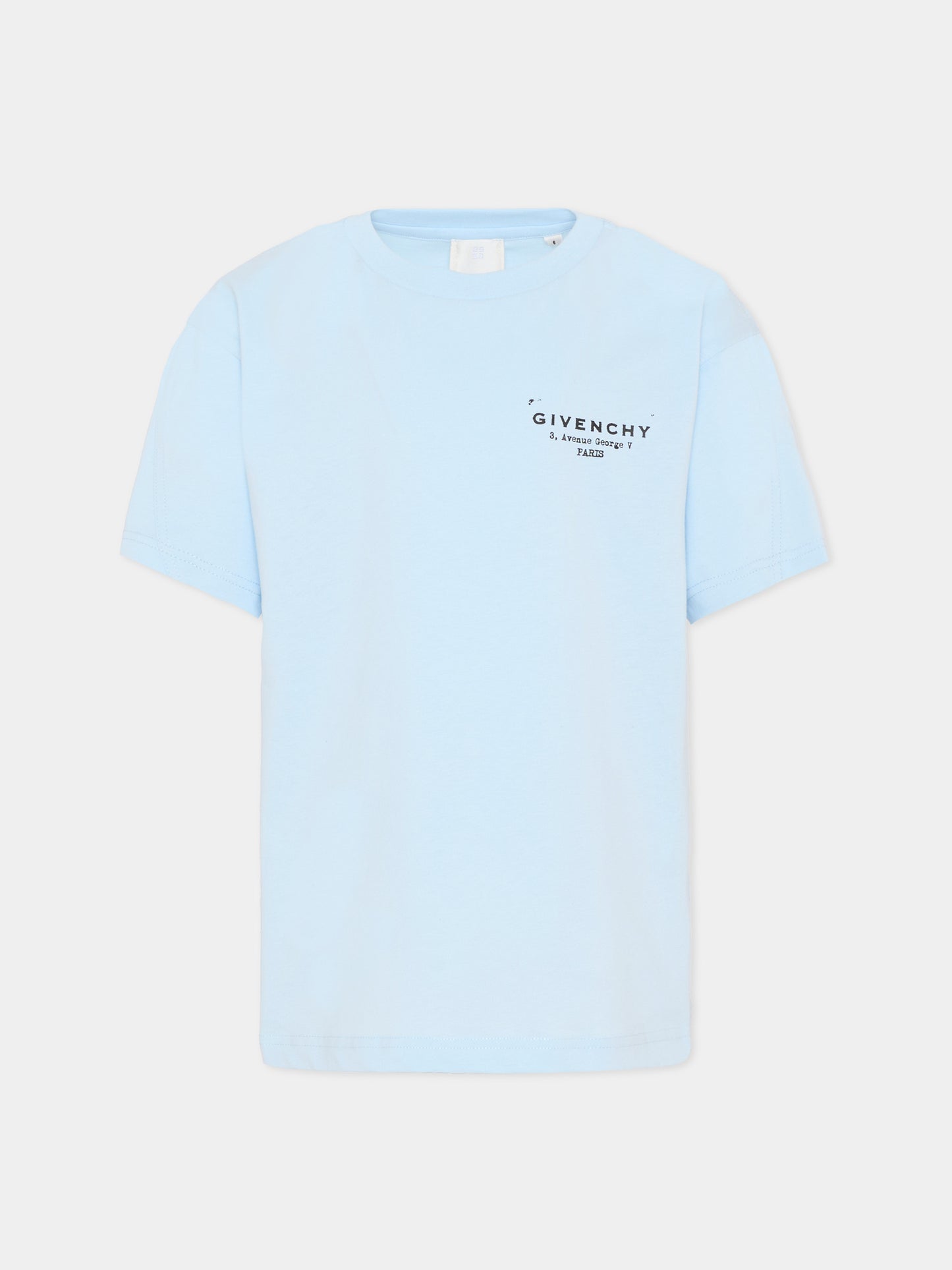 T-shirt celeste per bambini con logo,Givenchy Kids,H31075 77L