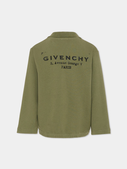Felpa verde per bambino con logo,Givenchy Kids,H31096 645