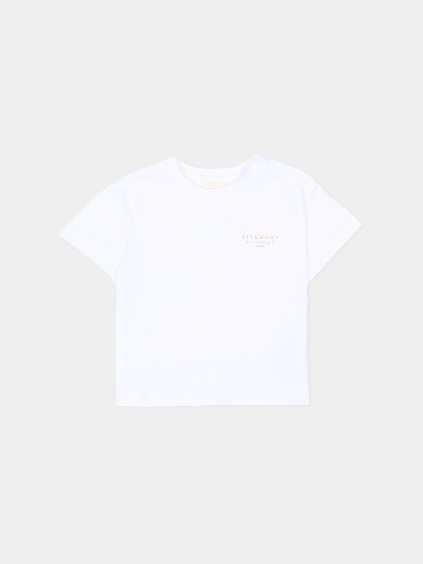 T-Shirt bianca per neonata con logo,Givenchy Kids,H31184 10P