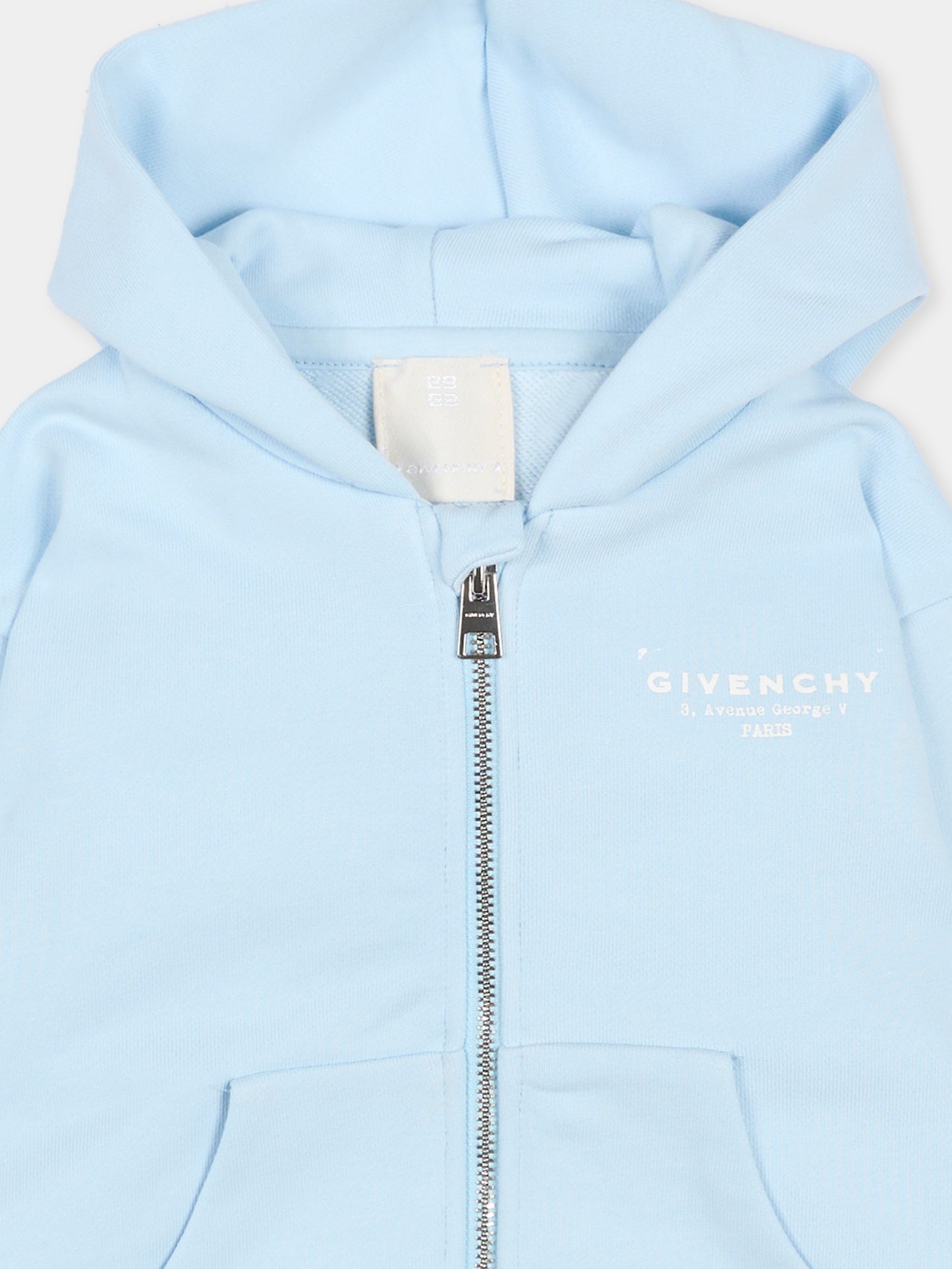 Felpa celeste per neonato con logo,Givenchy Kids,H31195 77L