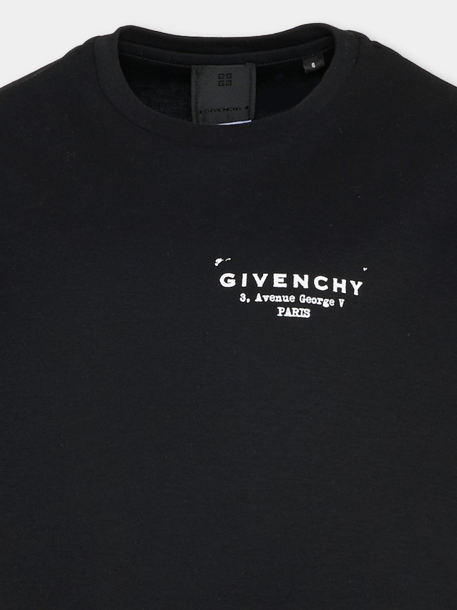 T-shirt crop nera per bambina con logo,Givenchy Kids,H31224 09B