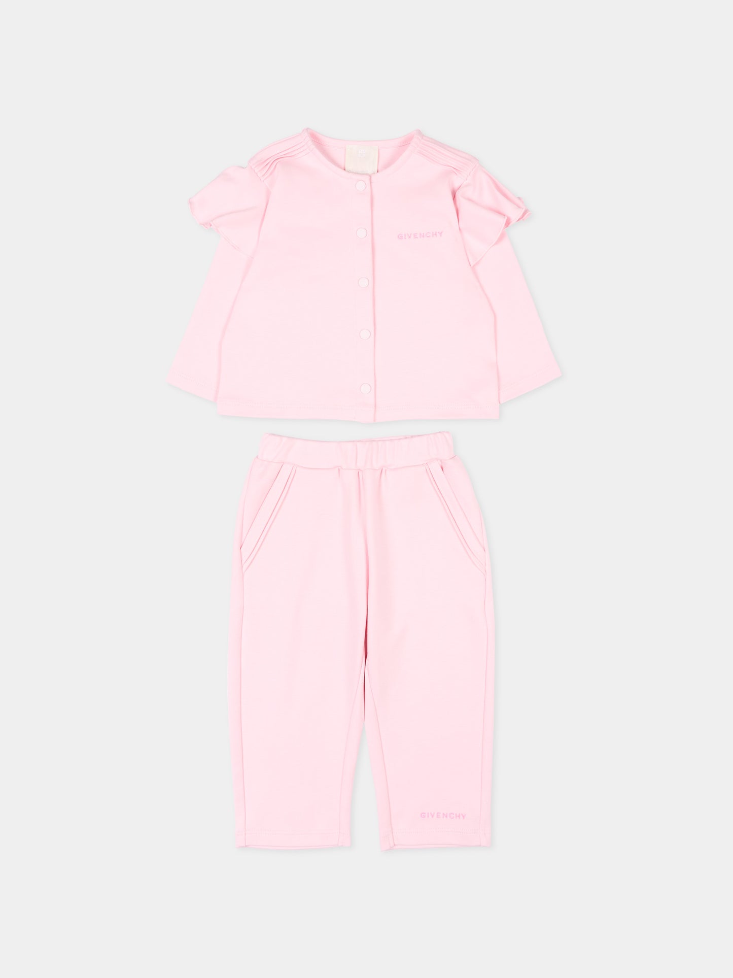 Completo sportivo rosa per neonata con logo,Givenchy Kids,H31270 44Z