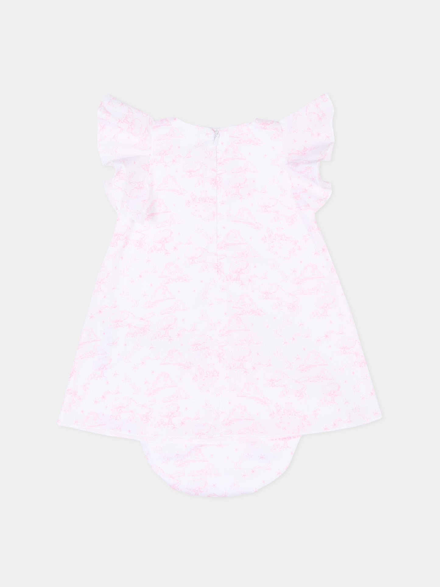 Vestito bianco per neonata con stampa rosa,Givenchy Kids,H31271 N54
