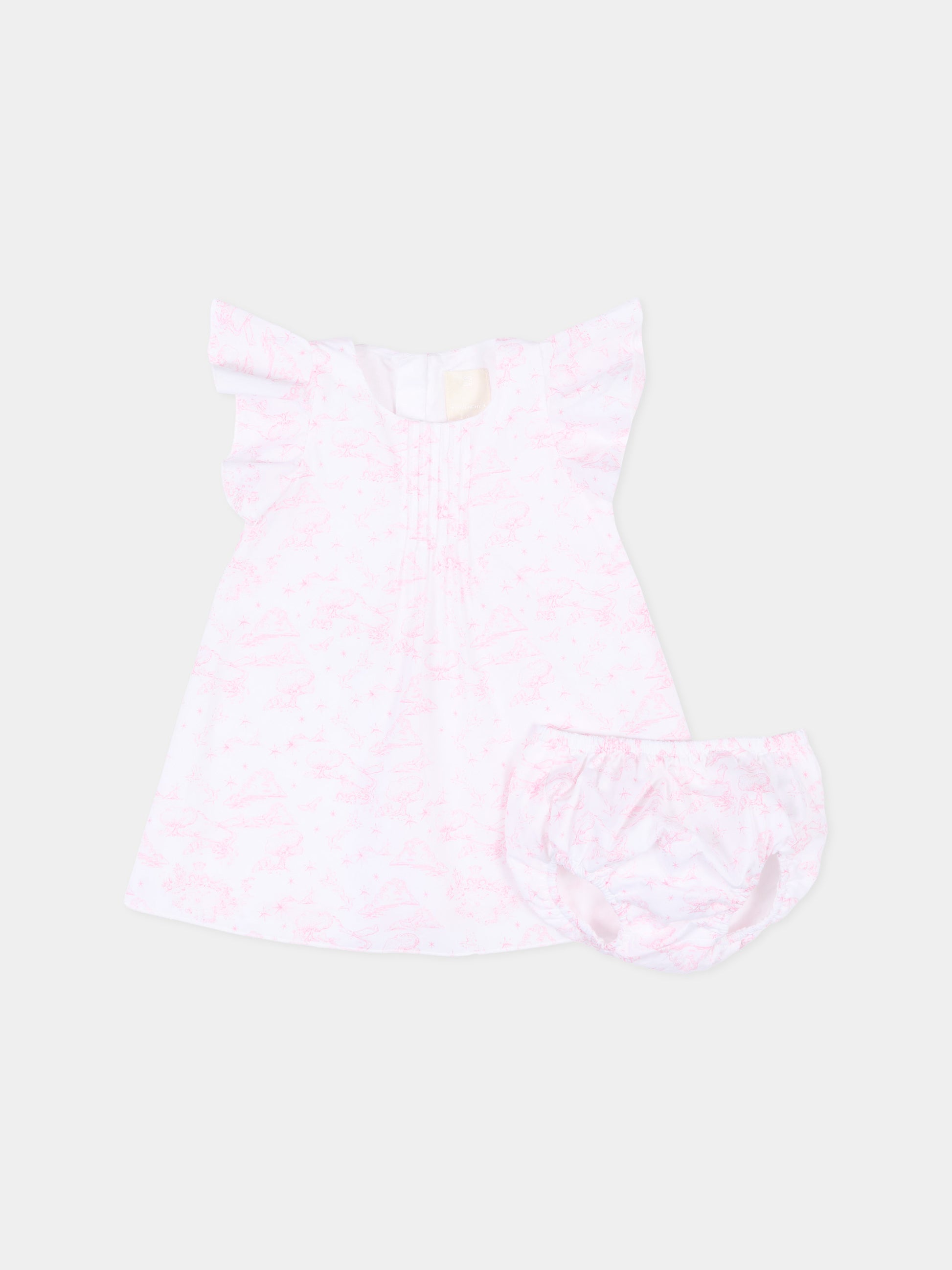 Vestito bianco per neonata con stampa rosa,Givenchy Kids,H31271 N54